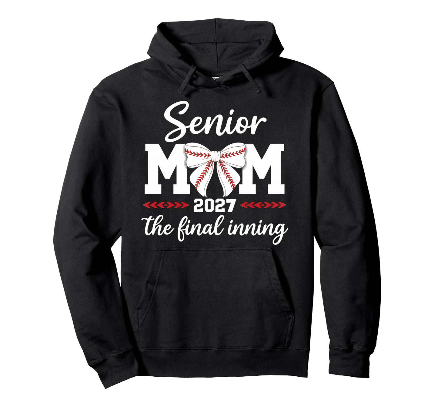 Senior Mom 2027 Coquette Baseball Mom Senior Hoodie - Graphic Print Unisex - T-Shirt, Sweatshirt, Hoodie