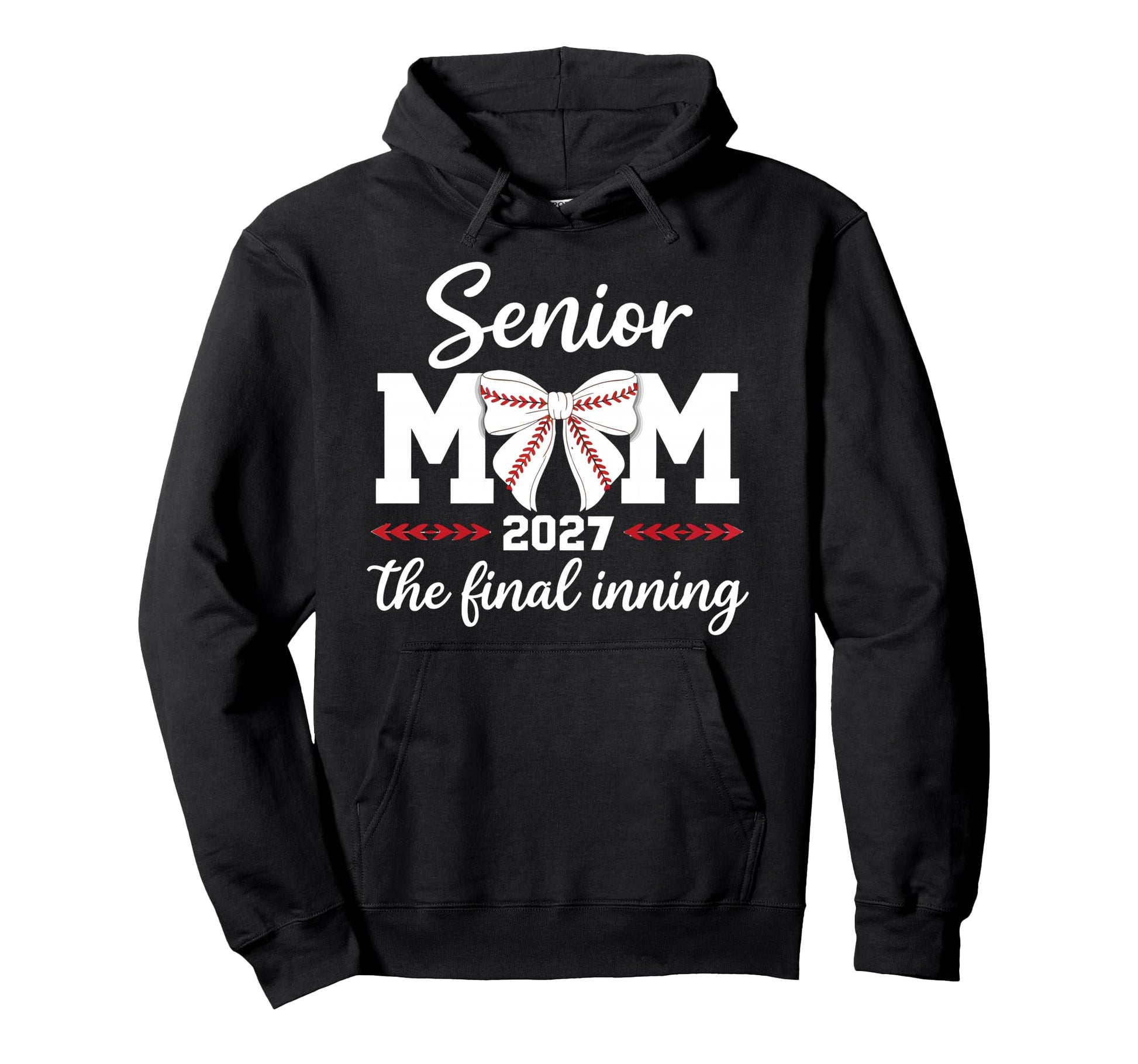 Senior Mom 2027 Coquette Baseball Mom Senior Hoodie - Graphic Print Unisex - T-Shirt, Sweatshirt, Hoodie