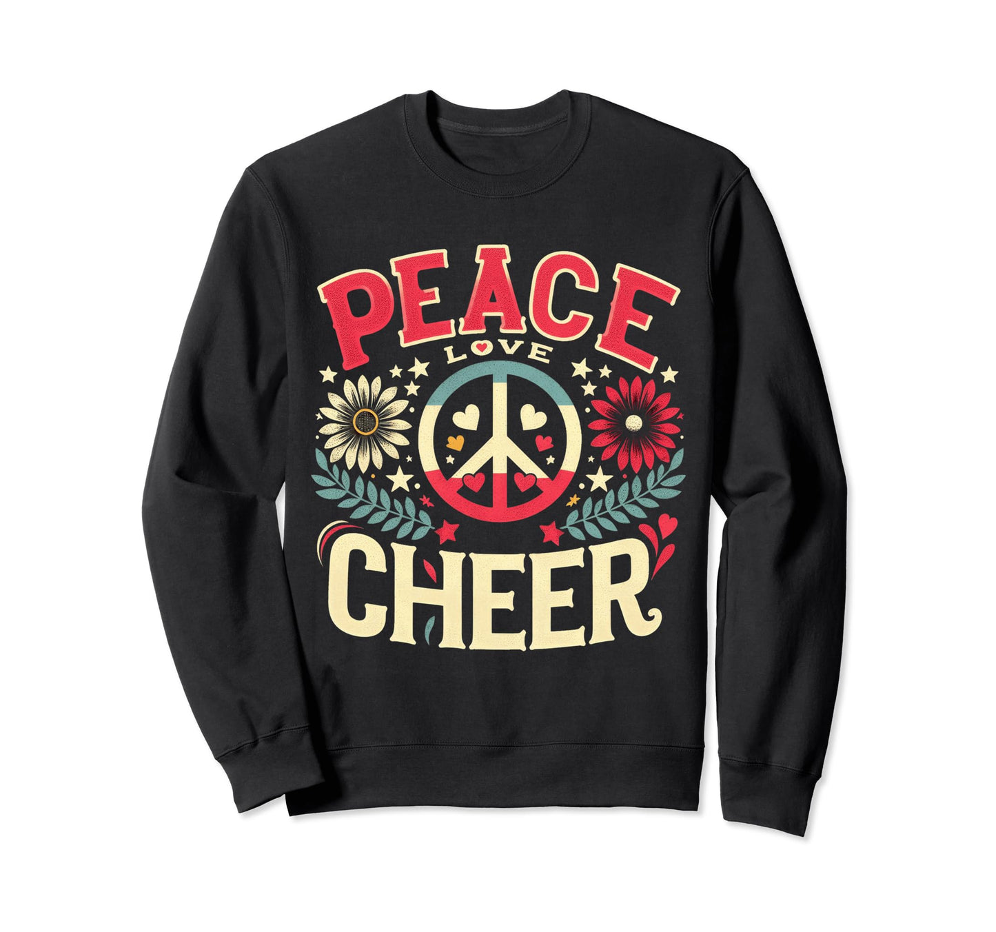 Peace Love Cheer Cheerleader Sweatshirt - Custom Art Print Men Women - T-Shirt, Sweatshirt, Hoodie