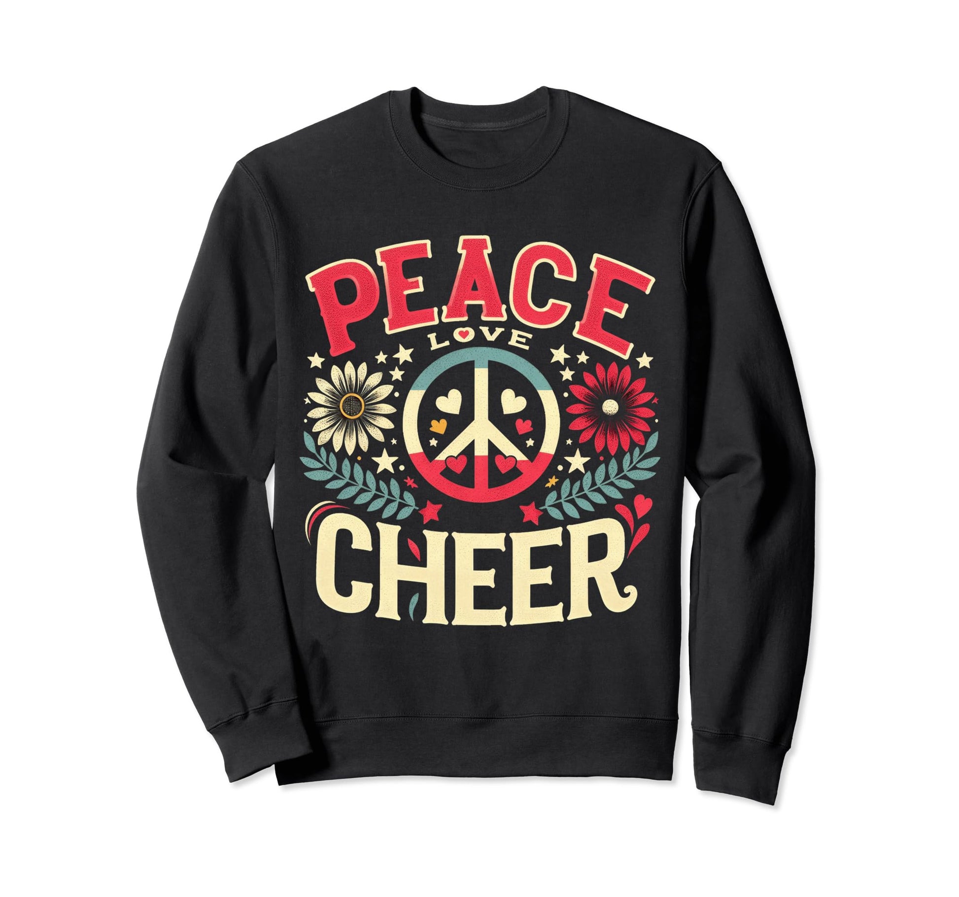 Peace Love Cheer Cheerleader Sweatshirt - Custom Art Print Men Women - T-Shirt, Sweatshirt, Hoodie