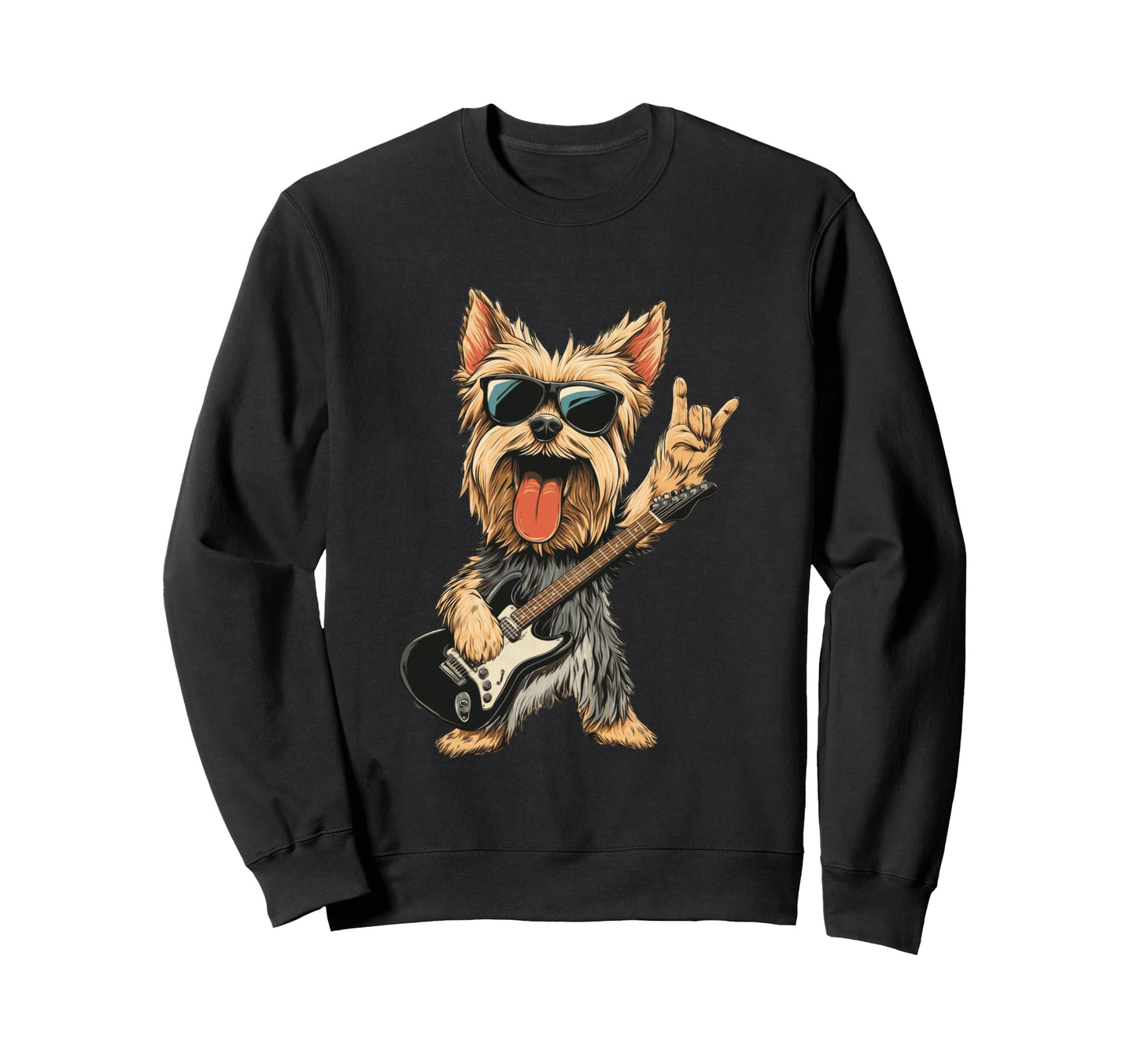 Yorkshire Terrier Rock Dog Music Sweatshirt - Graphic Print Men Women - T-Shirt, Sweatshirt, Hoodie