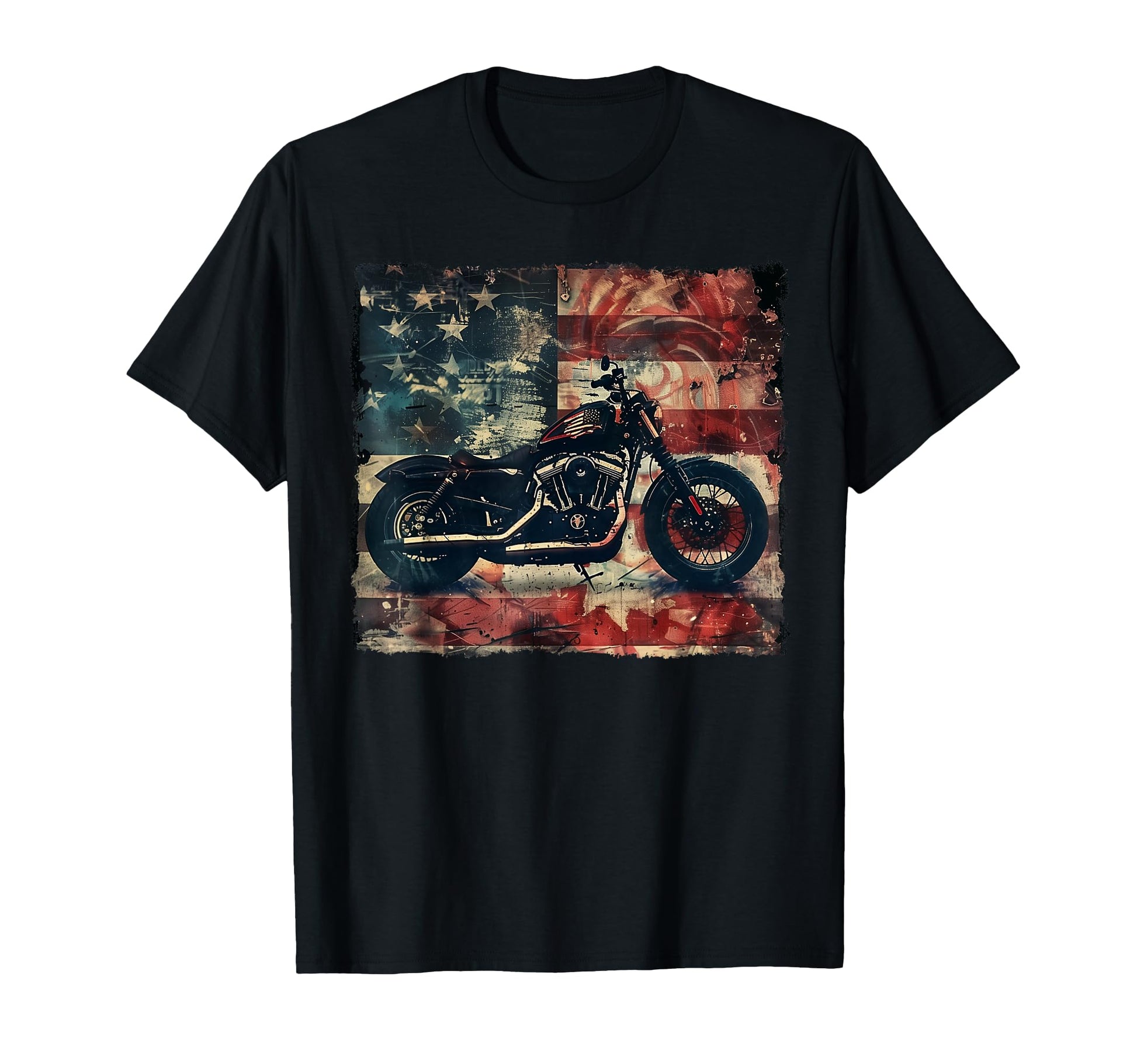 Motorcycle Usa Flag Biker American T-Shirt - Casual Everyday Wear Unisex - T-Shirt, Sweatshirt, Hoodie