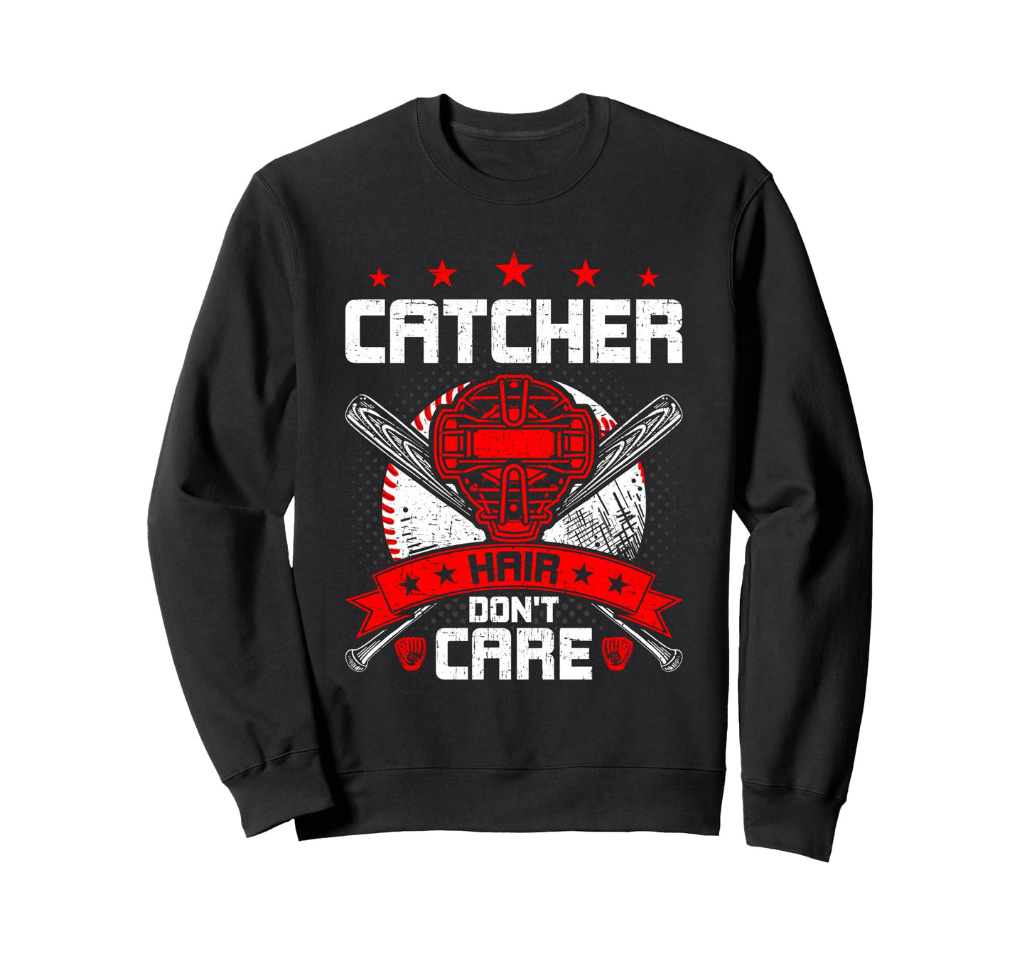 Catcher Hair Dont Care Baseball Sweatshirt - Aesthetic Graphic Men Women - T-Shirt, Sweatshirt, Hoodie