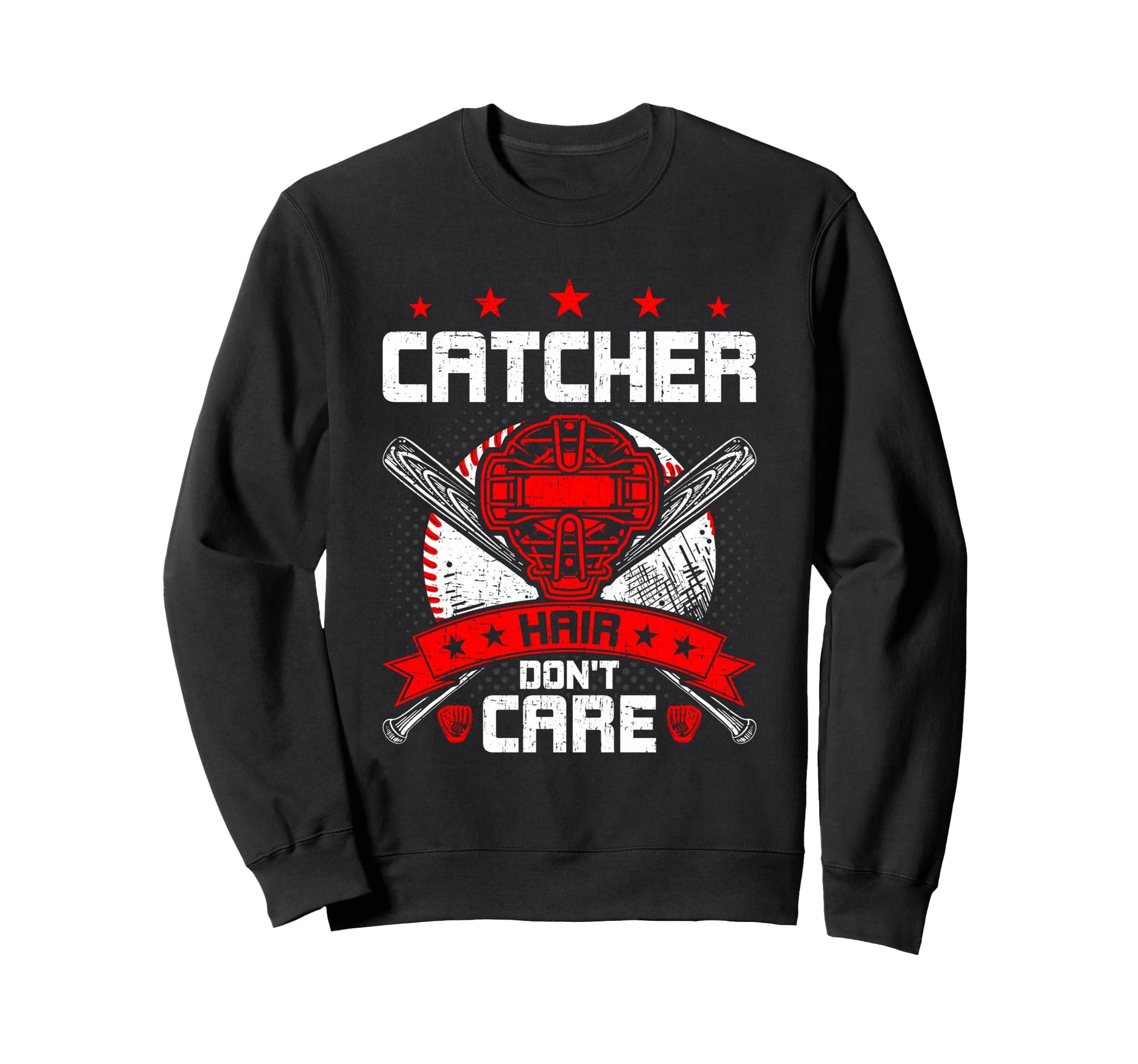 Catcher Hair Dont Care Baseball Sweatshirt - Aesthetic Graphic Men Women - T-Shirt, Sweatshirt, Hoodie