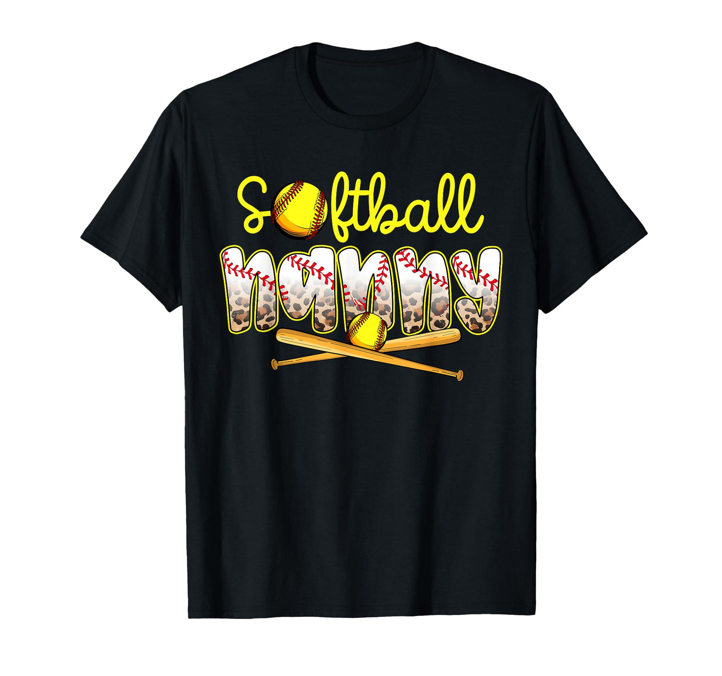 Softball Nanny Leopard Mothers Day T-Shirt - Streetwear Style for Adults - T-Shirt, Sweatshirt, Hoodie