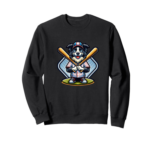 Baseball Border Collie Home Run Sweatshirt - Streetwear Style for Adults - T-Shirt, Sweatshirt, Hoodie