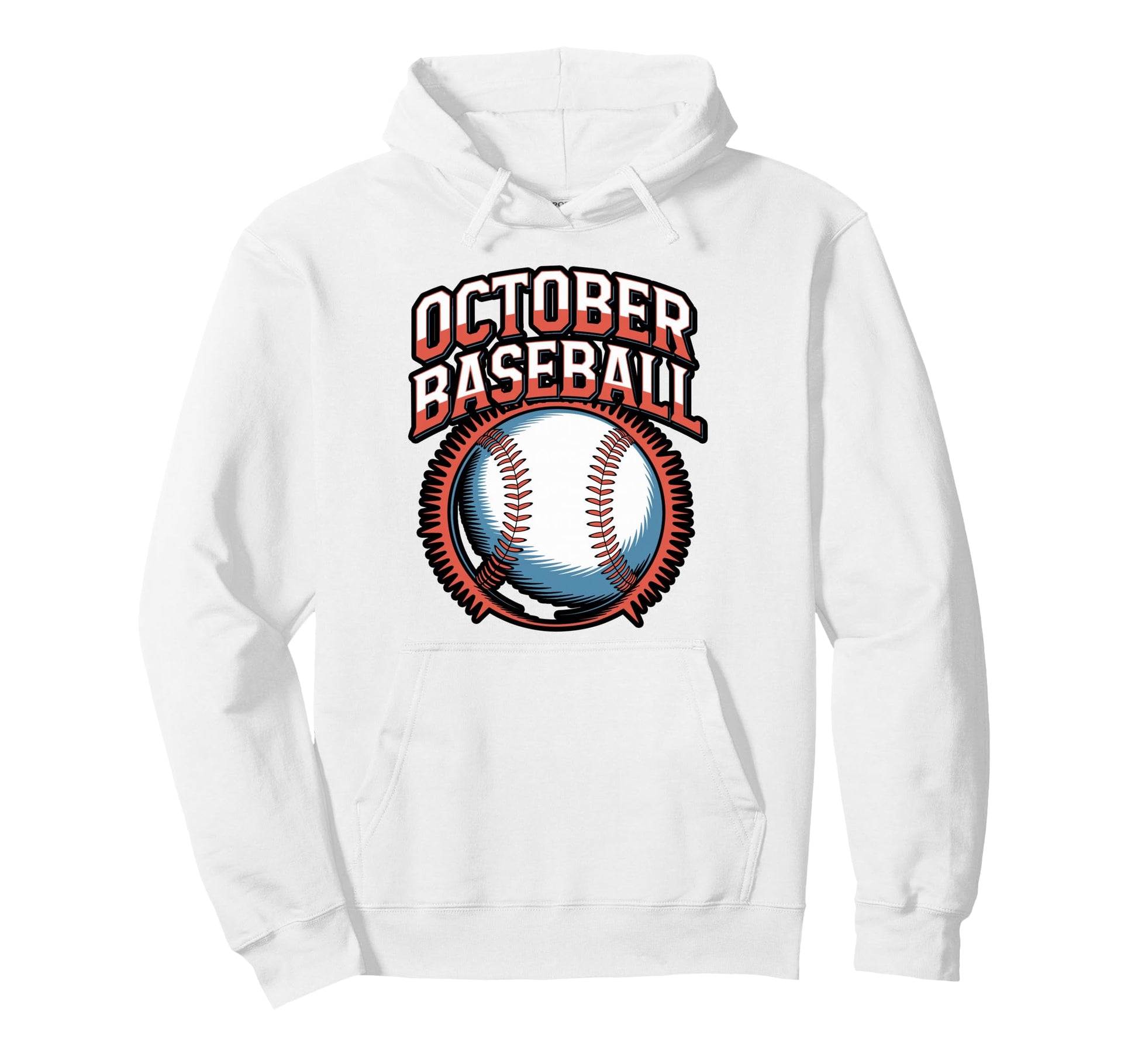 October Baseball Distressed Text Hoodie - Aesthetic Graphic for Adults - T-Shirt, Sweatshirt, Hoodie