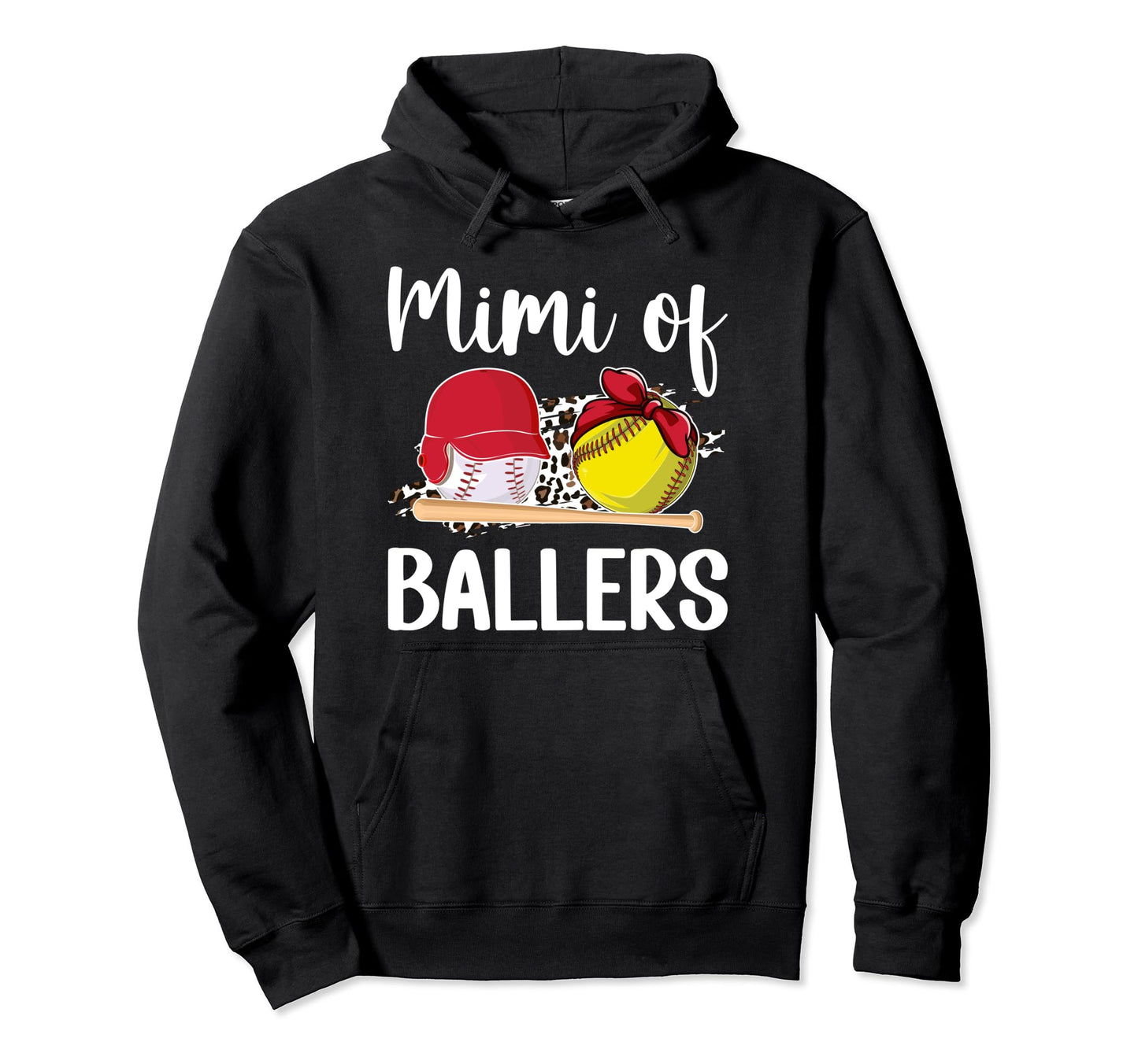 Mimi Ballers Leopard Softball Baseball Hoodie - Unique Graphic for Adults - T-Shirt, Sweatshirt, Hoodie