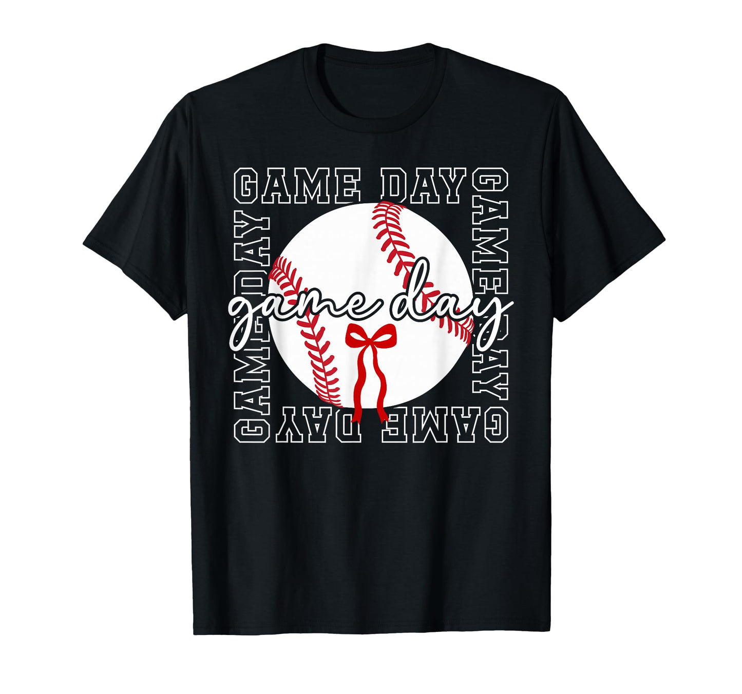 Game Day Baseball Bow Baseball Game Day T-Shirt - Unique Graphic Men Women - T-Shirt, Sweatshirt, Hoodie