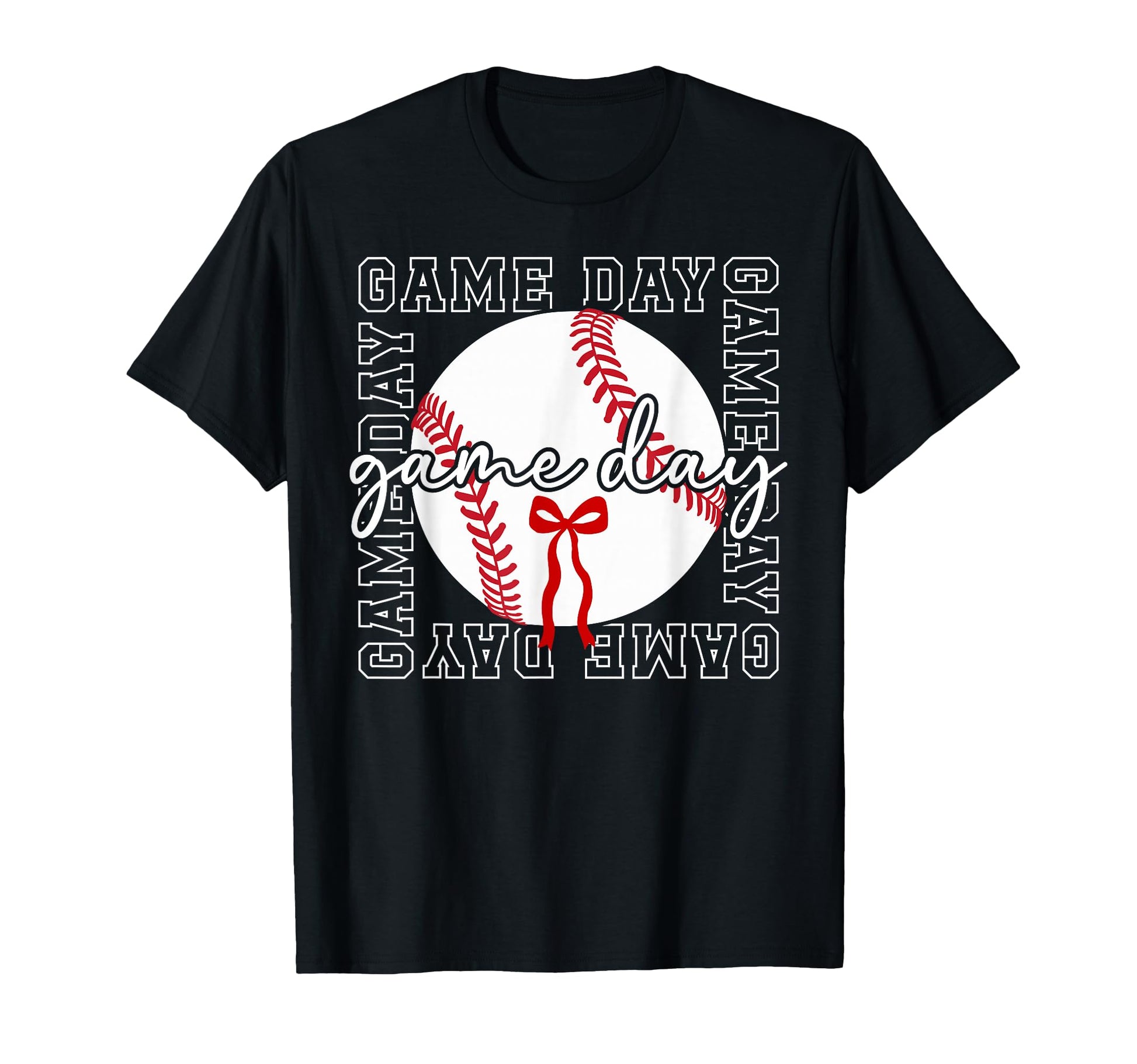Game Day Baseball Bow Baseball Game Day T-Shirt - Unique Graphic Men Women - T-Shirt, Sweatshirt, Hoodie