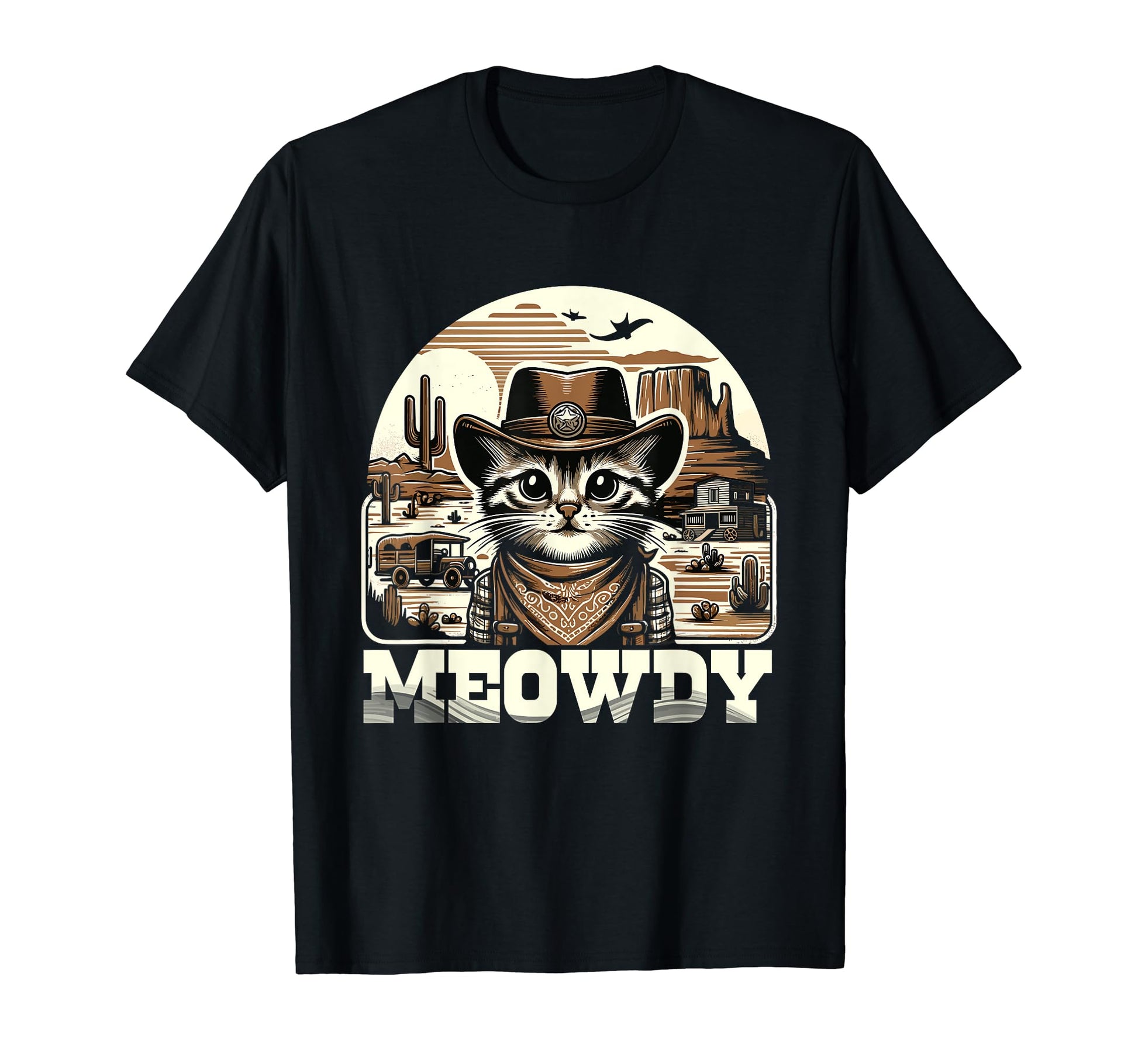 Meowdy Country Cowboy Western Cat T-Shirt - Graphic Print Unisex - T-Shirt, Sweatshirt, Hoodie