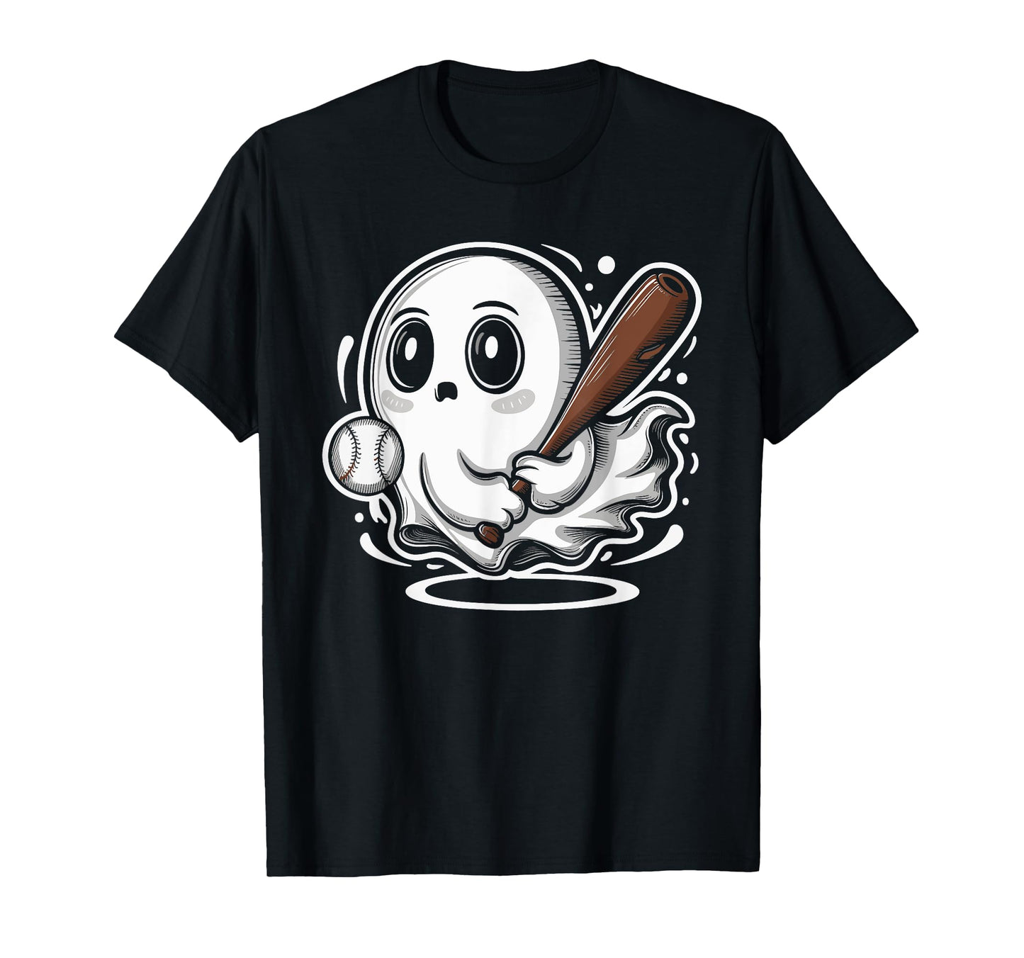 Baseball Ghost Halloween Spooky Sport T-Shirt - Trendy Graphic for Adults - T-Shirt, Sweatshirt, Hoodie