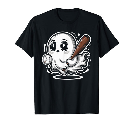 Baseball Ghost Halloween Spooky Sport T-Shirt - Trendy Graphic for Adults - T-Shirt, Sweatshirt, Hoodie