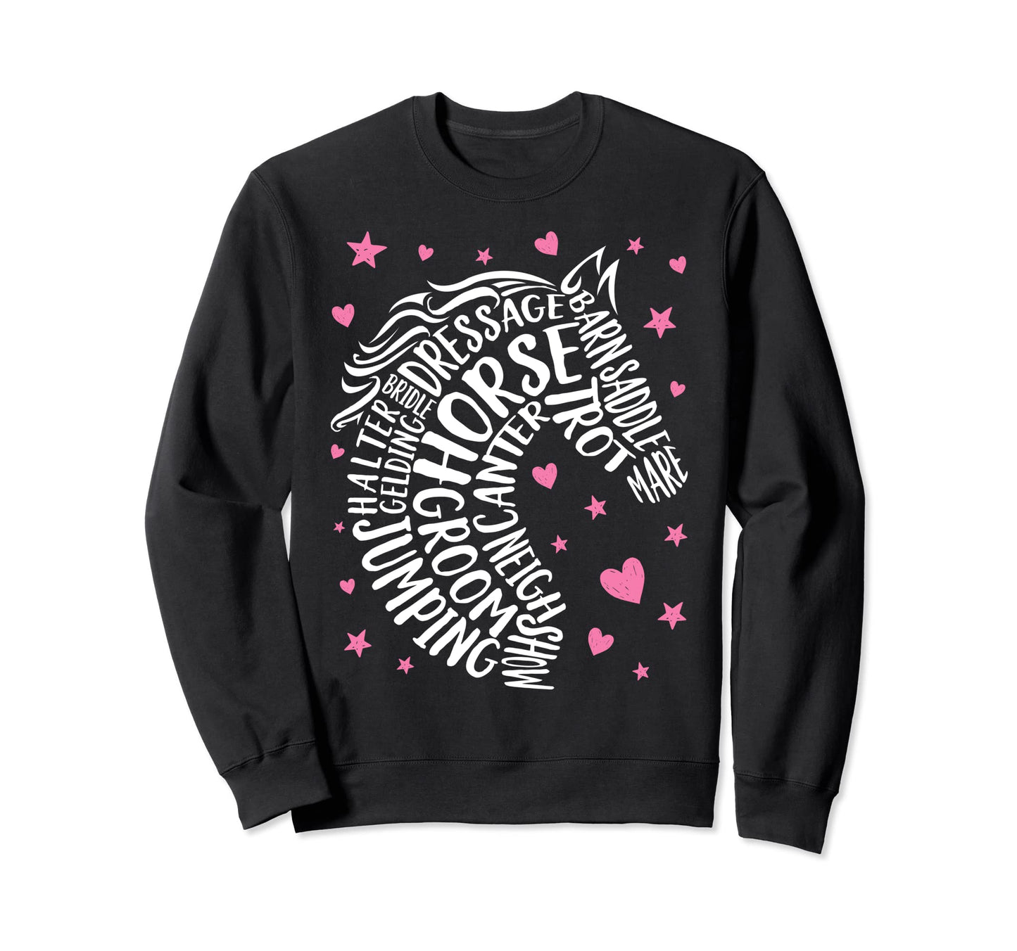 Horse Typography Word Art Sweatshirt - Aesthetic Graphic Men Women - T-Shirt, Sweatshirt, Hoodie