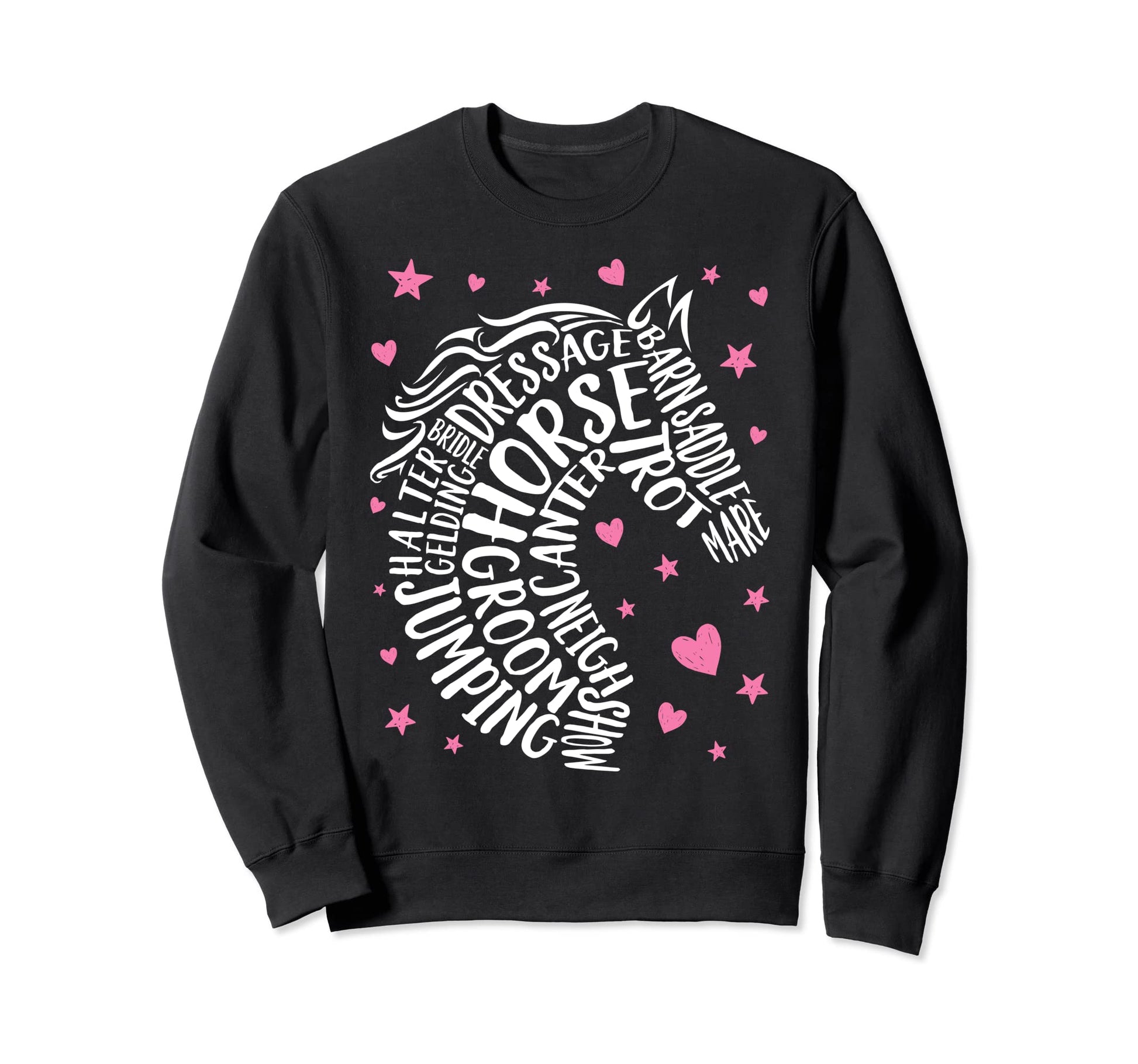 Horse Typography Word Art Sweatshirt - Aesthetic Graphic Men Women - T-Shirt, Sweatshirt, Hoodie