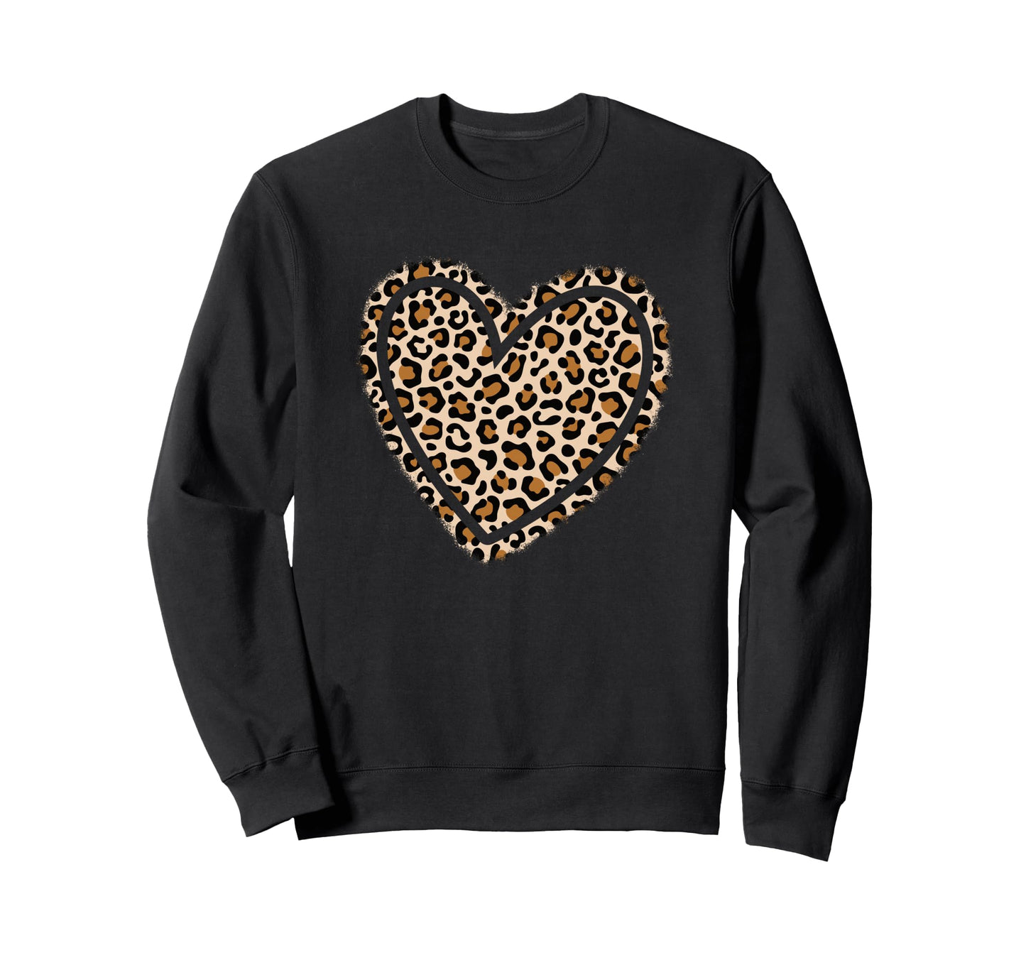 Animal Pattern Leopard Heart Sweatshirt - Trendy Graphic Unisex - T-Shirt, Sweatshirt, Hoodie