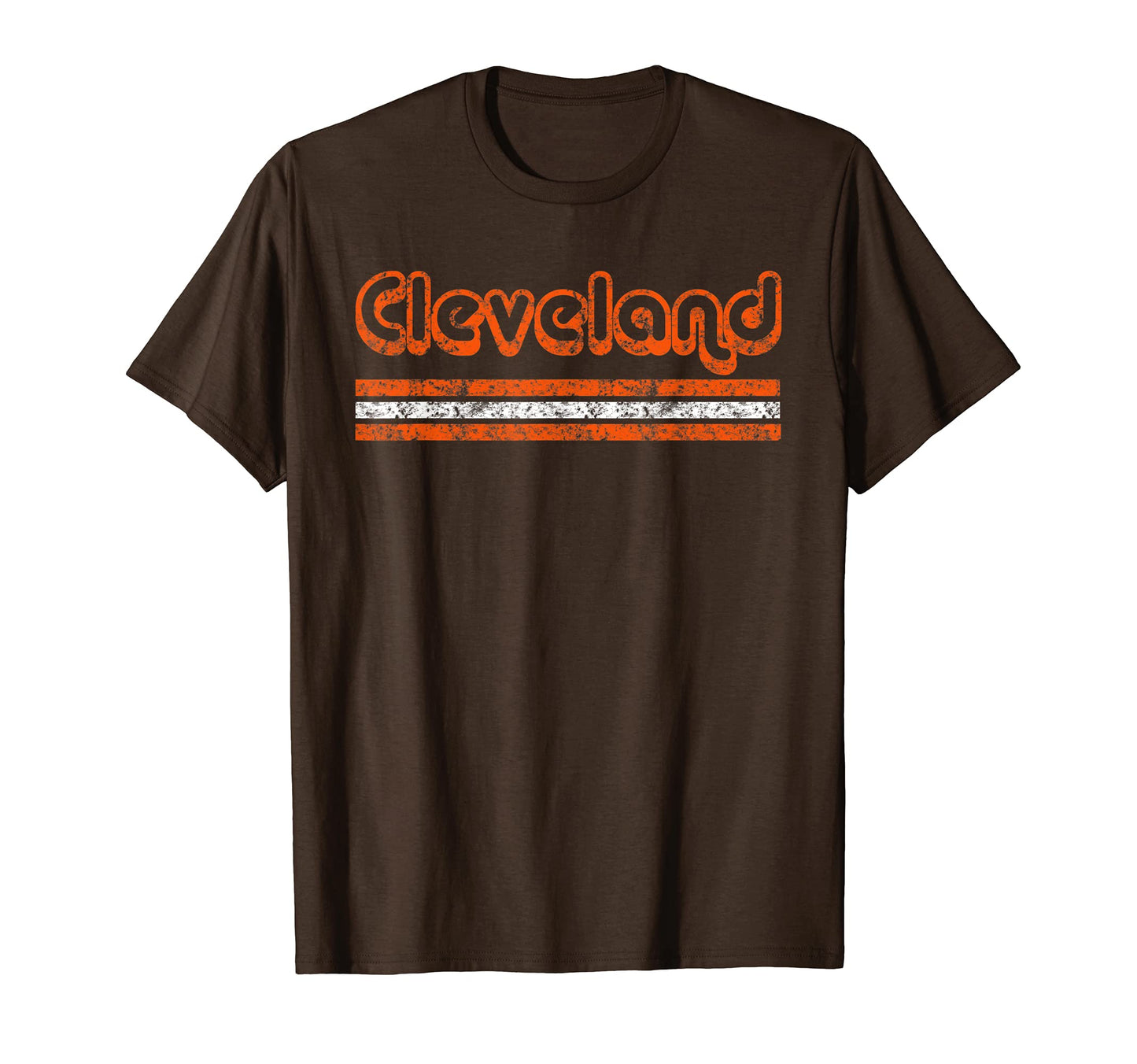 Cleveland Ohio Three Stripe Weathered T-Shirt - Trendy Graphic Unisex - T-Shirt, Sweatshirt, Hoodie