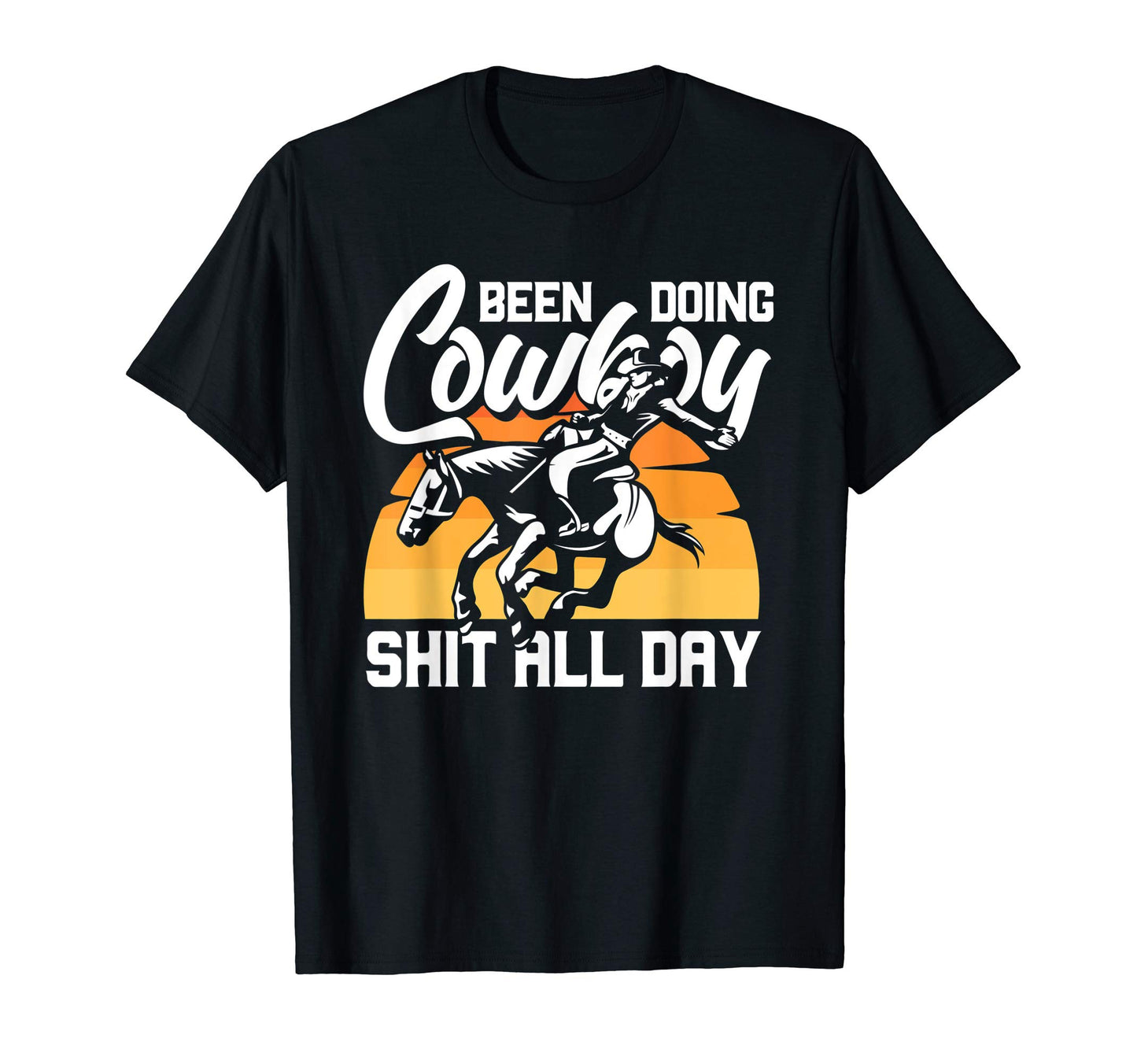 Cowboy Horse Western Riding Roping Sunset T-Shirt - Custom Art Print Unisex - T-Shirt, Sweatshirt, Hoodie