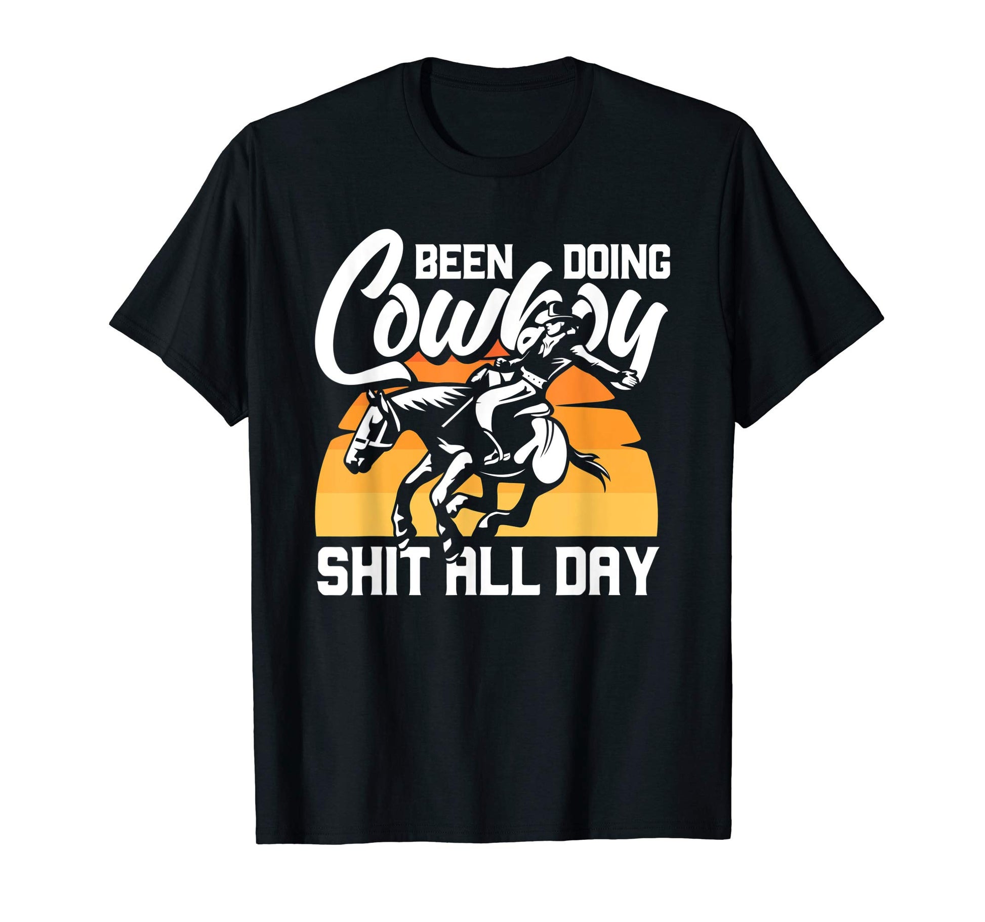 Cowboy Horse Western Riding Roping Sunset T-Shirt - Custom Art Print Unisex - T-Shirt, Sweatshirt, Hoodie