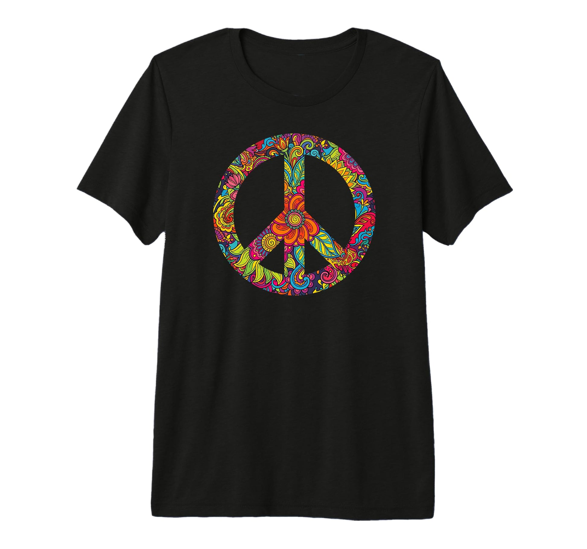 Peace Sign Psychedelic Floral Fill T-Shirt - Minimalist Print for Adults - T-Shirt, Sweatshirt, Hoodie