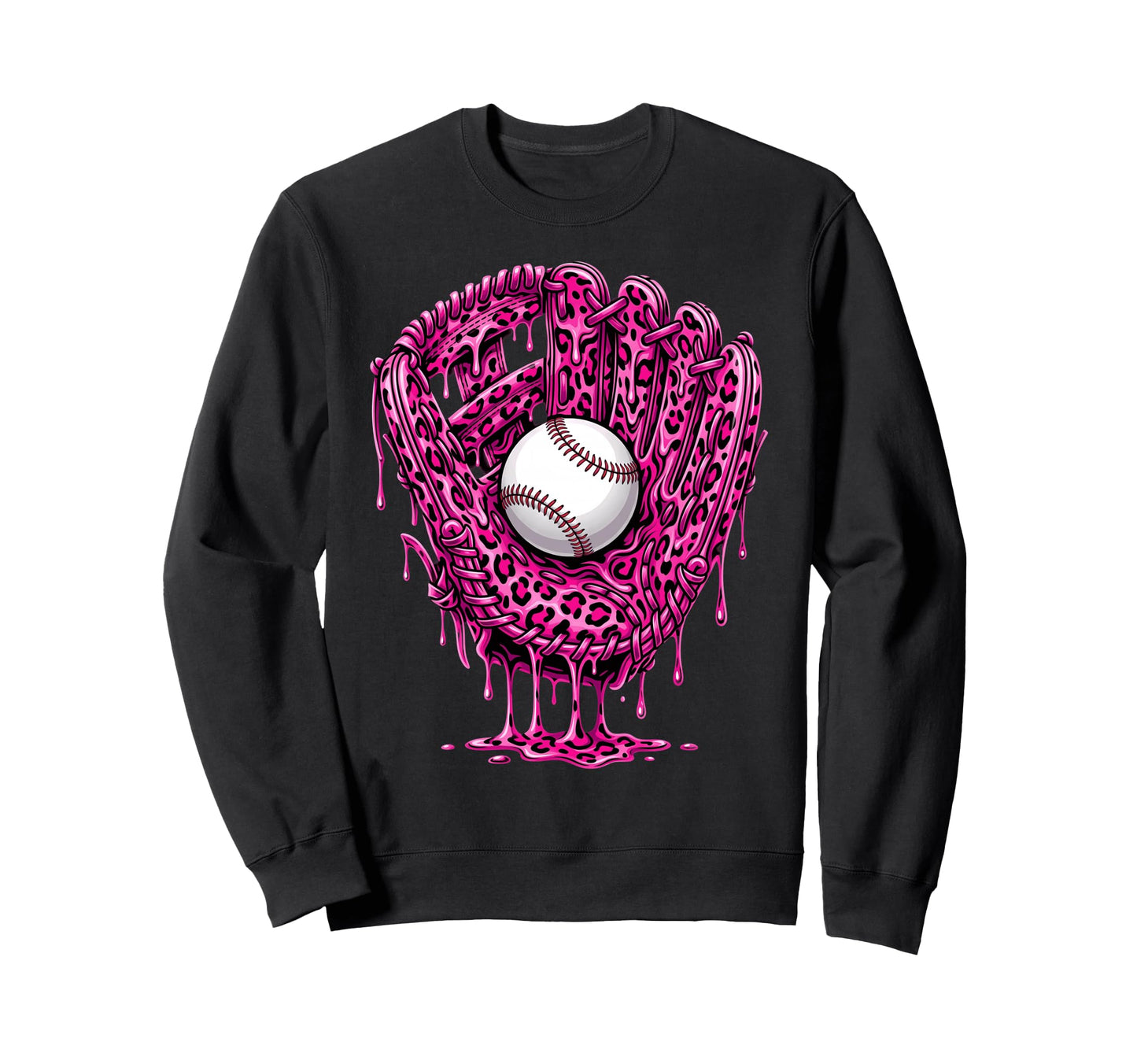 Leopard Baseball Drip Baseball Sweatshirt - Fun Novelty Design Men Women - T-Shirt, Sweatshirt, Hoodie