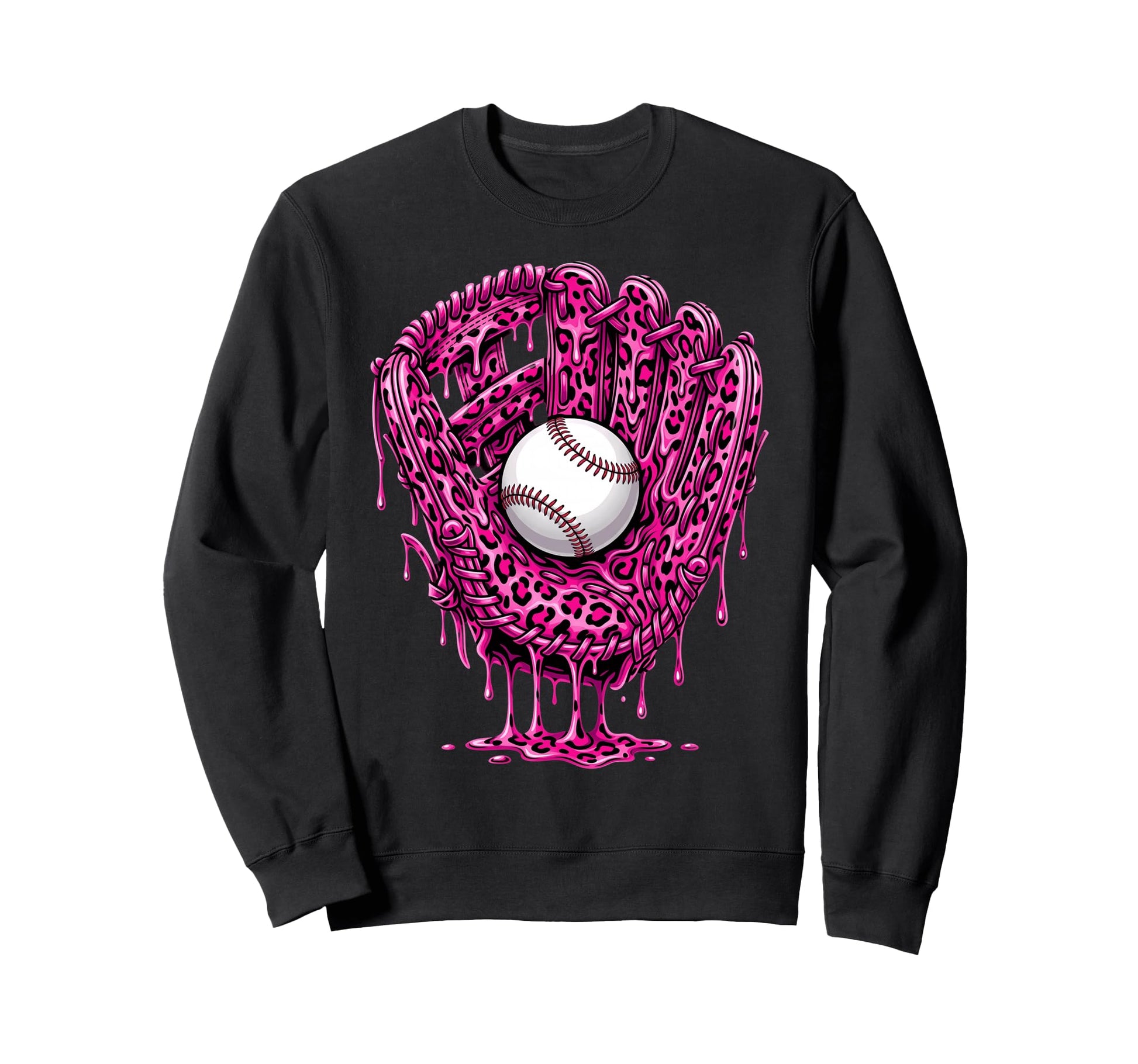 Leopard Baseball Drip Baseball Sweatshirt - Fun Novelty Design Men Women - T-Shirt, Sweatshirt, Hoodie