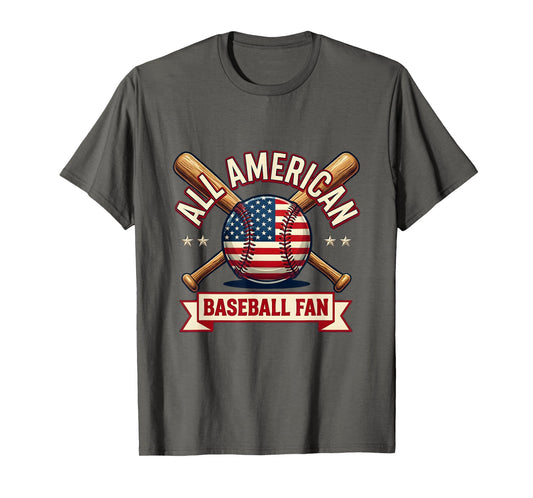 All American Baseball Fan 4Th July T-Shirt - Fun Novelty Design Men Women - T-Shirt, Sweatshirt, Hoodie