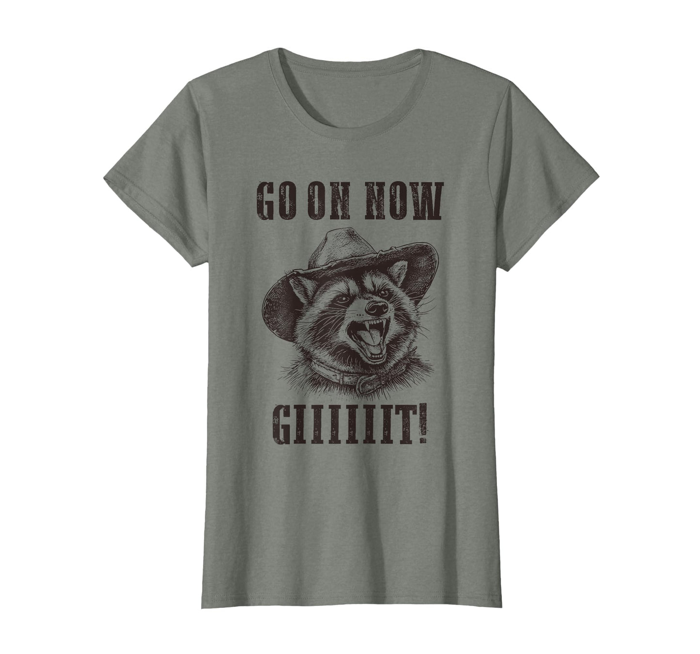 Cowboy Raccoon Go Now Git Western T-Shirt - Custom Art Print Men Women - T-Shirt, Sweatshirt, Hoodie