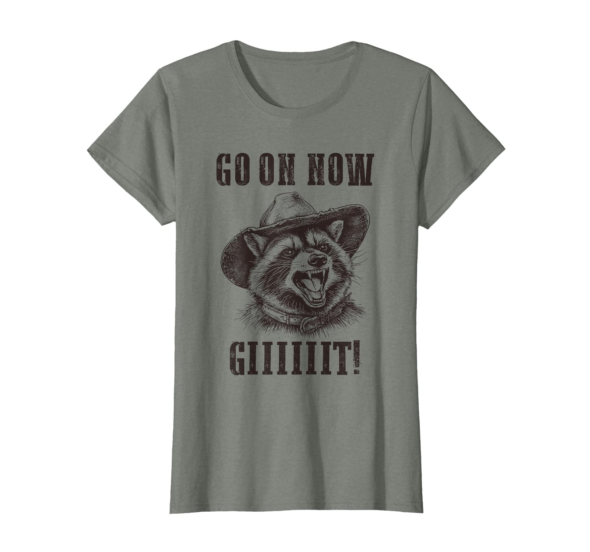 Cowboy Raccoon Go Now Git Western T-Shirt - Custom Art Print Men Women - T-Shirt, Sweatshirt, Hoodie