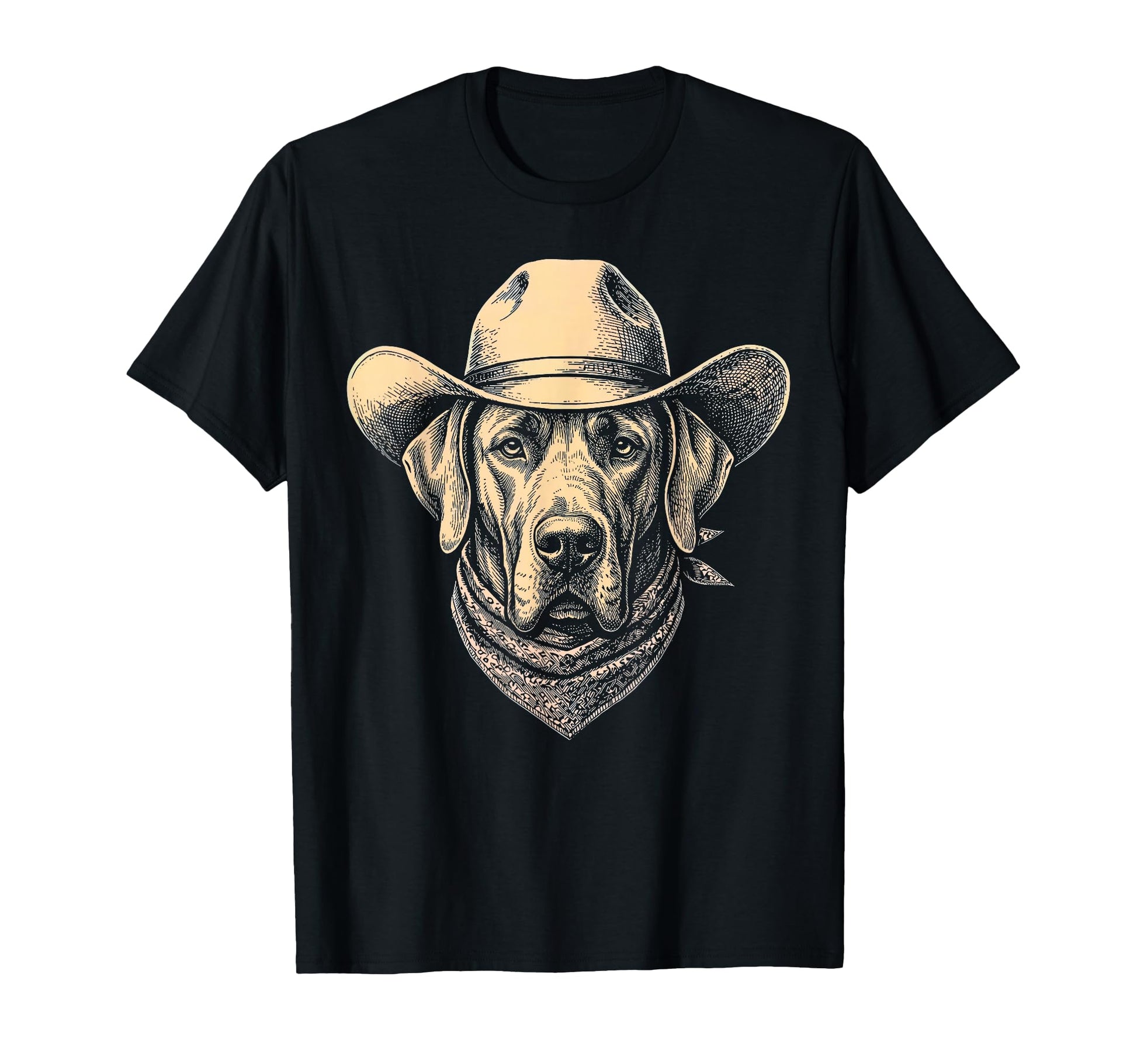 Great Dane Dog Cowboy Hat Bandana T-Shirt - Minimalist Print Men Women - T-Shirt, Sweatshirt, Hoodie
