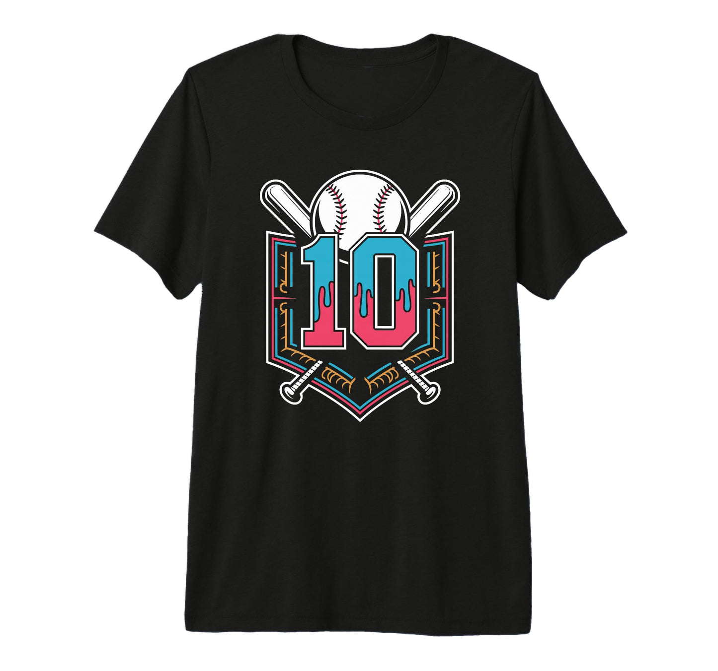 Baseball Turns 10 Ready Birthday Party T-Shirt - Trendy Graphic for Adults - T-Shirt, Sweatshirt, Hoodie