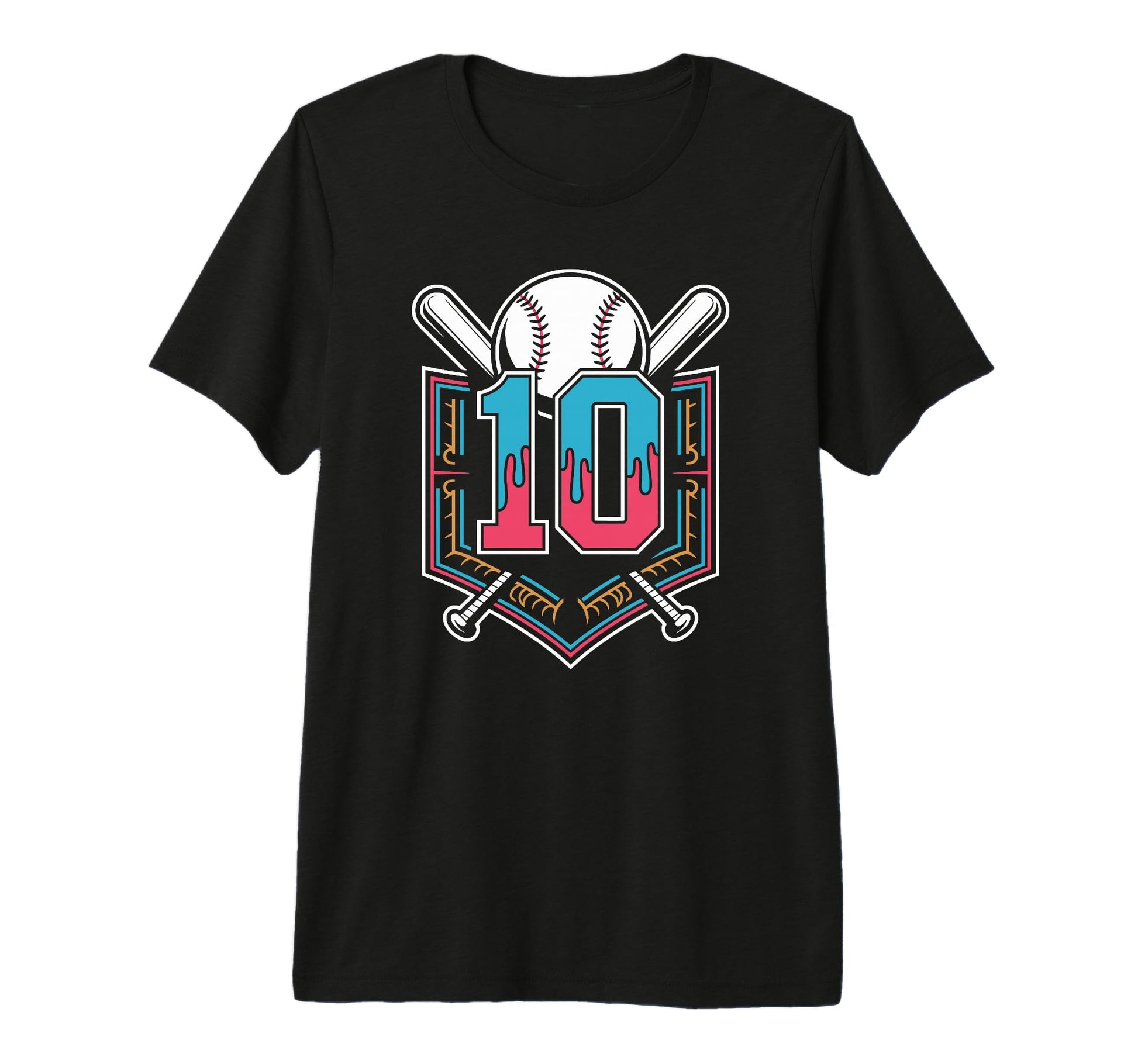 Baseball Turns 10 Ready Birthday Party T-Shirt - Trendy Graphic for Adults - T-Shirt, Sweatshirt, Hoodie