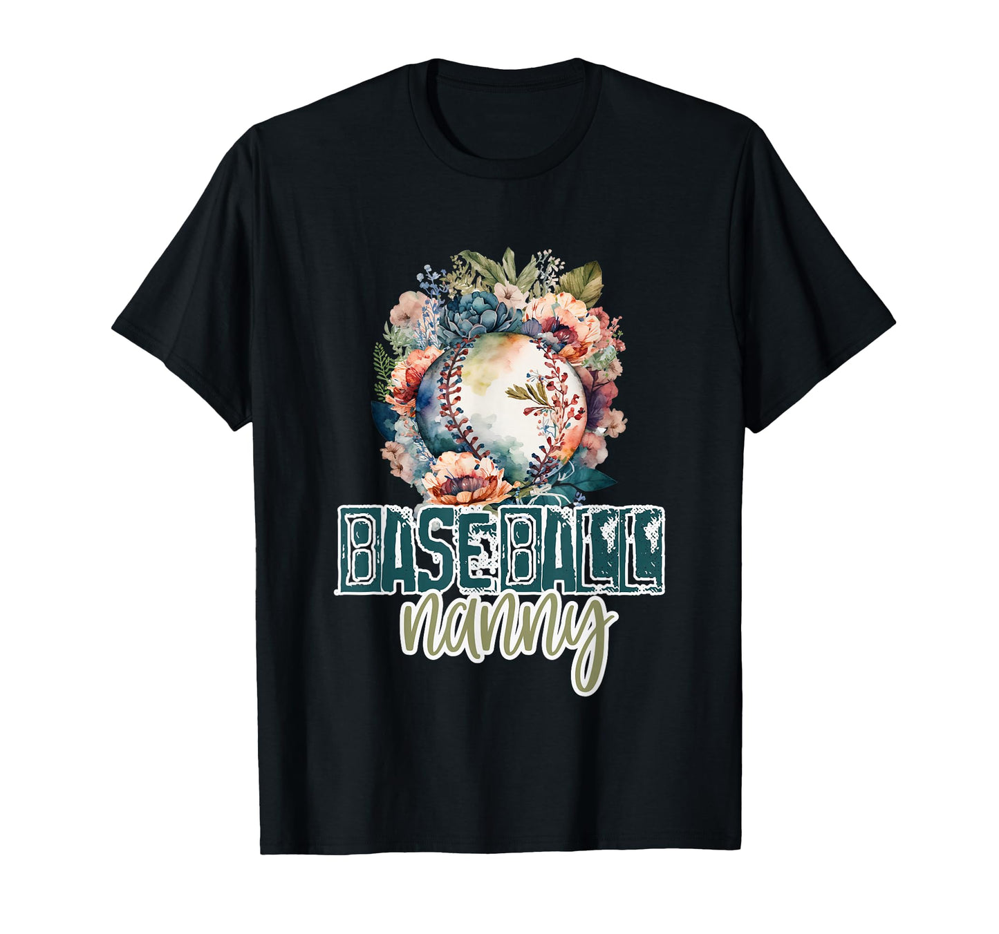 Artsy Baseball Nanny Flowers Unique T-Shirt - Aesthetic Graphic Unisex - T-Shirt, Sweatshirt, Hoodie