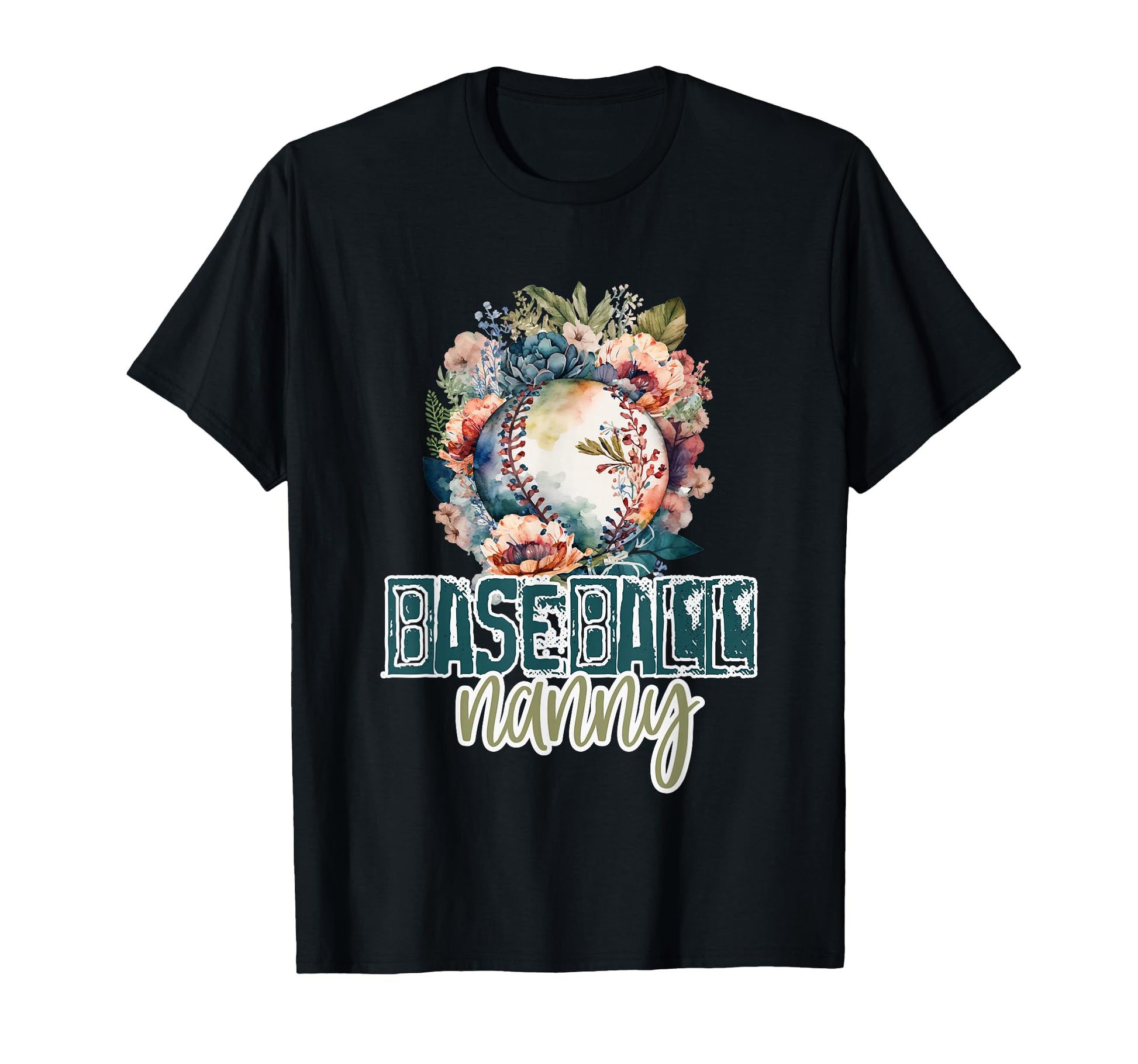 Artsy Baseball Nanny Flowers Unique T-Shirt - Aesthetic Graphic Unisex - T-Shirt, Sweatshirt, Hoodie