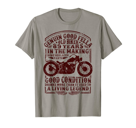 89 Years Old Biker Birthday Motorcycles T-Shirt - Unique Graphic Men Women - T-Shirt, Sweatshirt, Hoodie