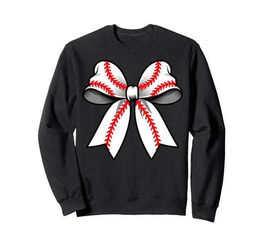 Baseball Coquette Bow Funny Baseball Sweatshirt - Graphic Print for Adults - T-Shirt, Sweatshirt, Hoodie