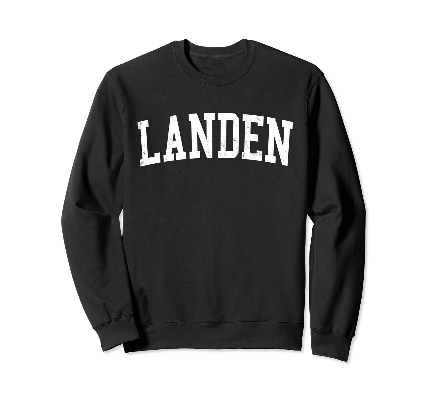 Landen Oh Distressed White Varsity Sweatshirt - Novelty Apparel Unisex - T-Shirt, Sweatshirt, Hoodie