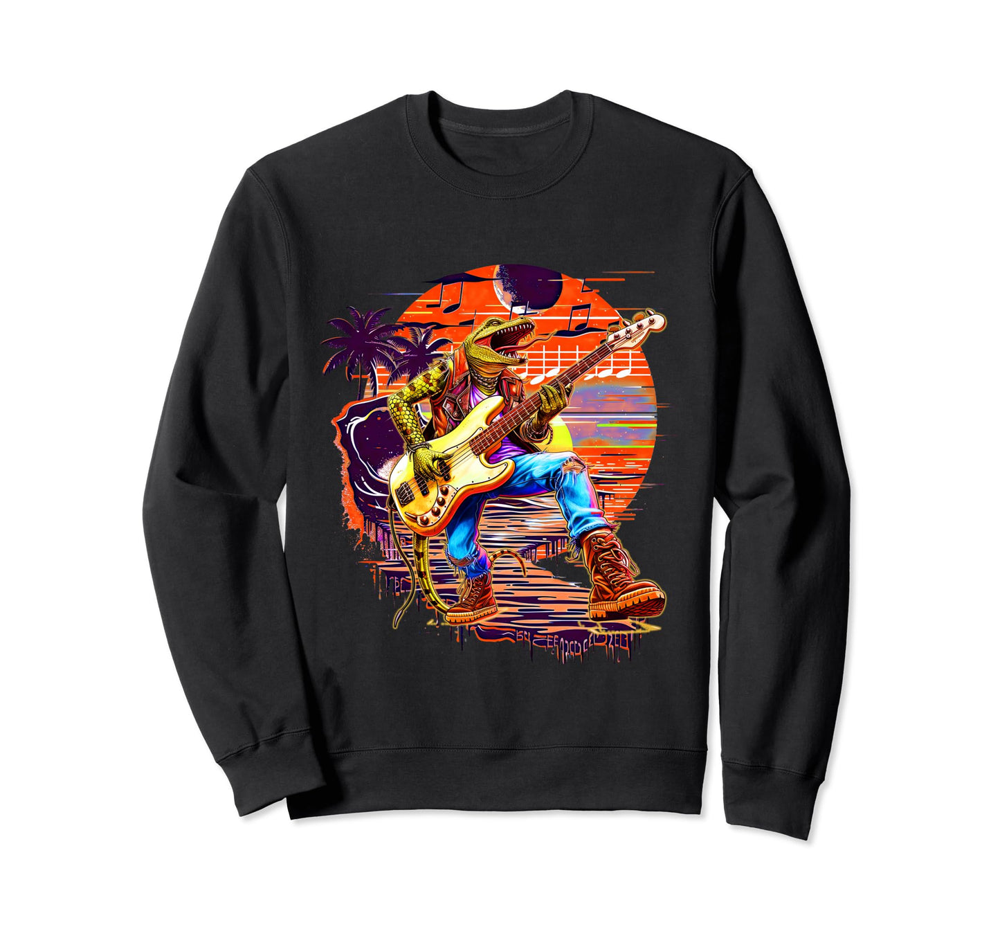 80S 90S Streetwear Rocker Lizard Sweatshirt - Custom Art Print Men Women - T-Shirt, Sweatshirt, Hoodie