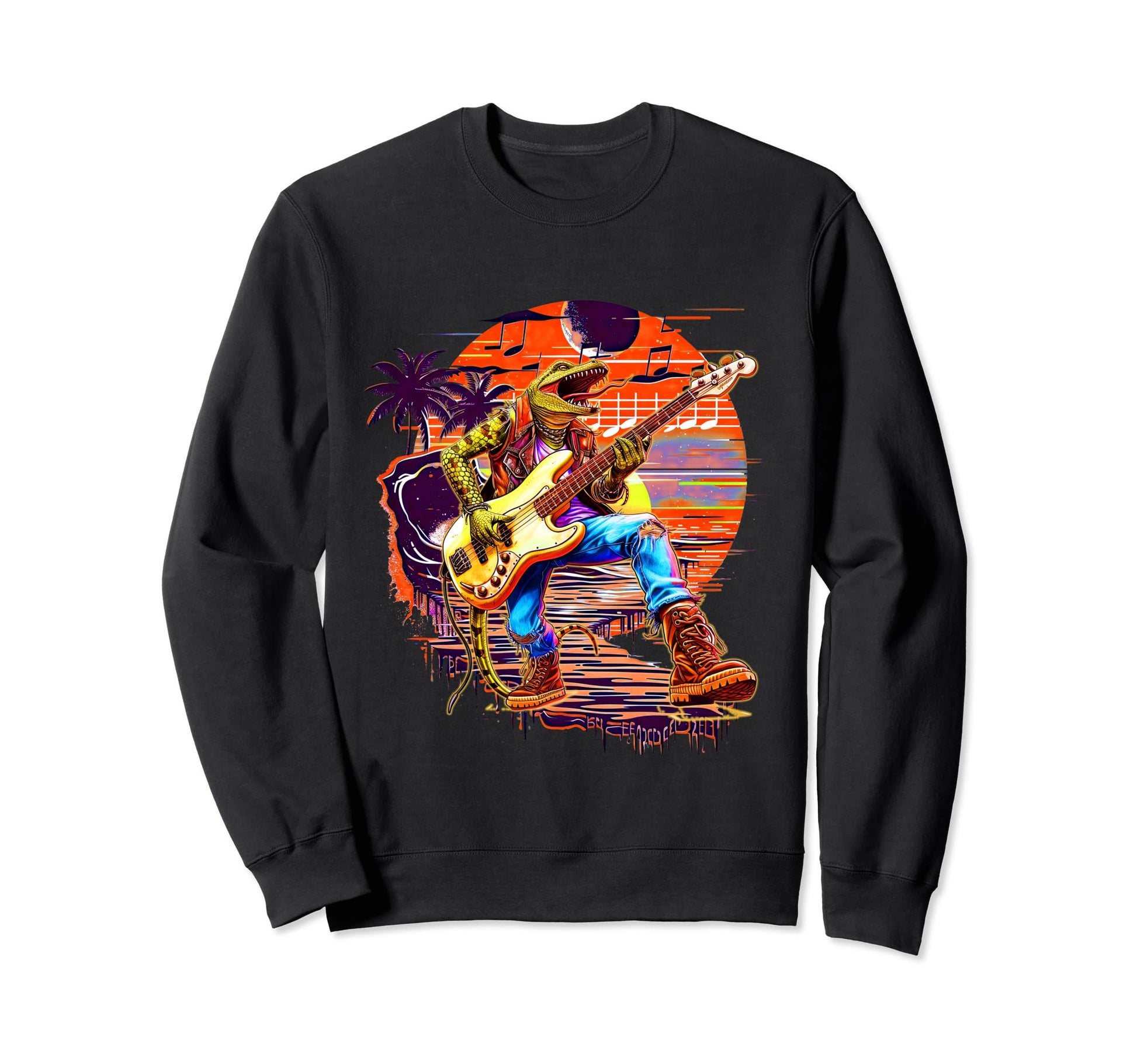 80S 90S Streetwear Rocker Lizard Sweatshirt - Custom Art Print Men Women - T-Shirt, Sweatshirt, Hoodie