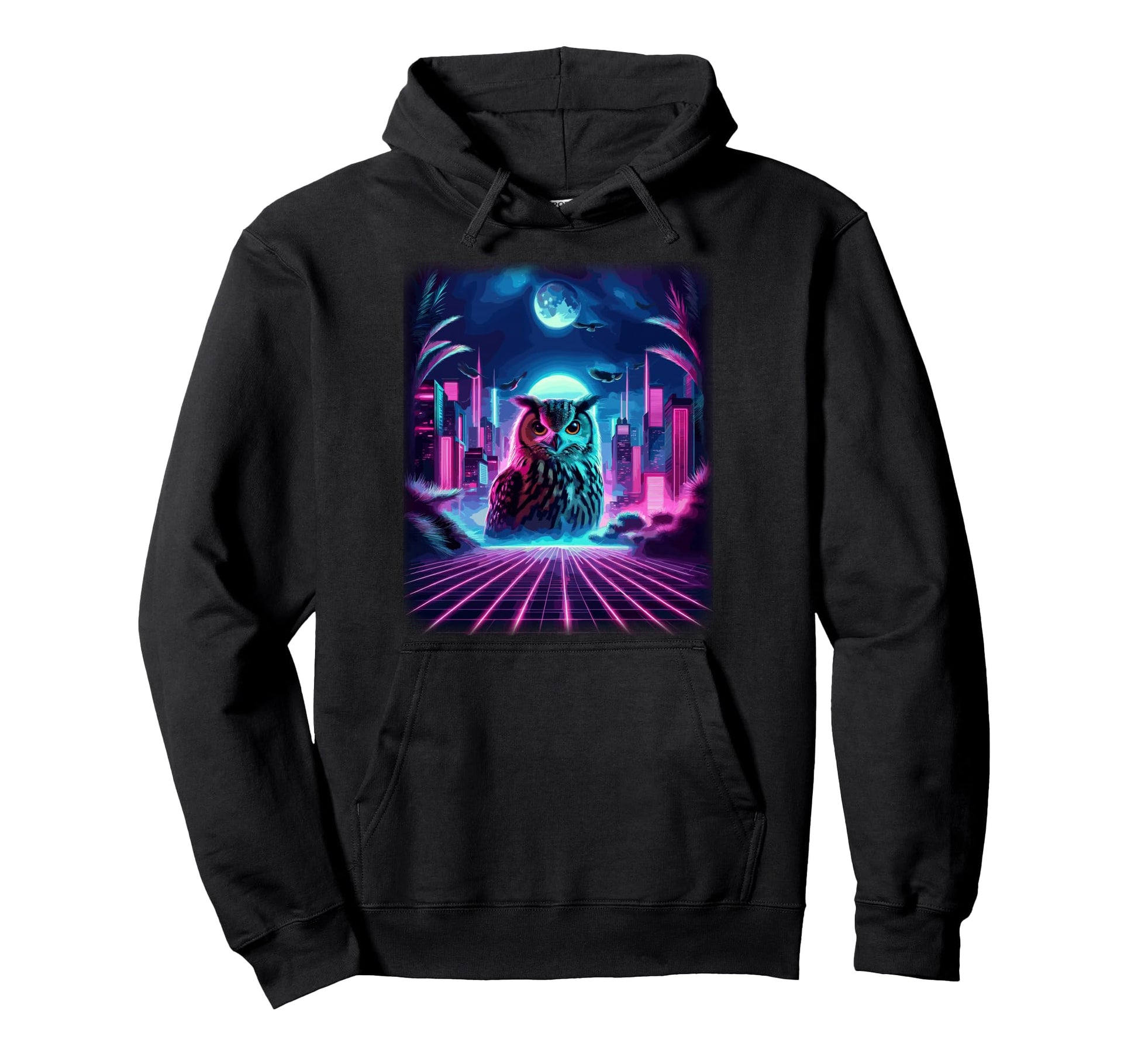 Synthwave Aesthetic Owl Lover Stuff Hoodie - Streetwear Style for Adults - T-Shirt, Sweatshirt, Hoodie