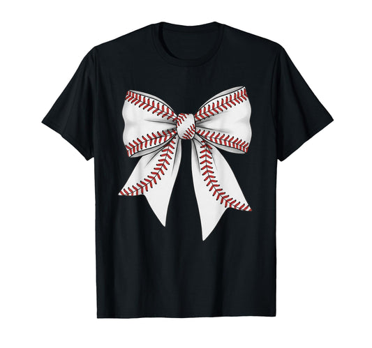 Baseball Coquette Bow Game Day Mama Mom T-Shirt - Novelty Apparel Unisex - T-Shirt, Sweatshirt, Hoodie
