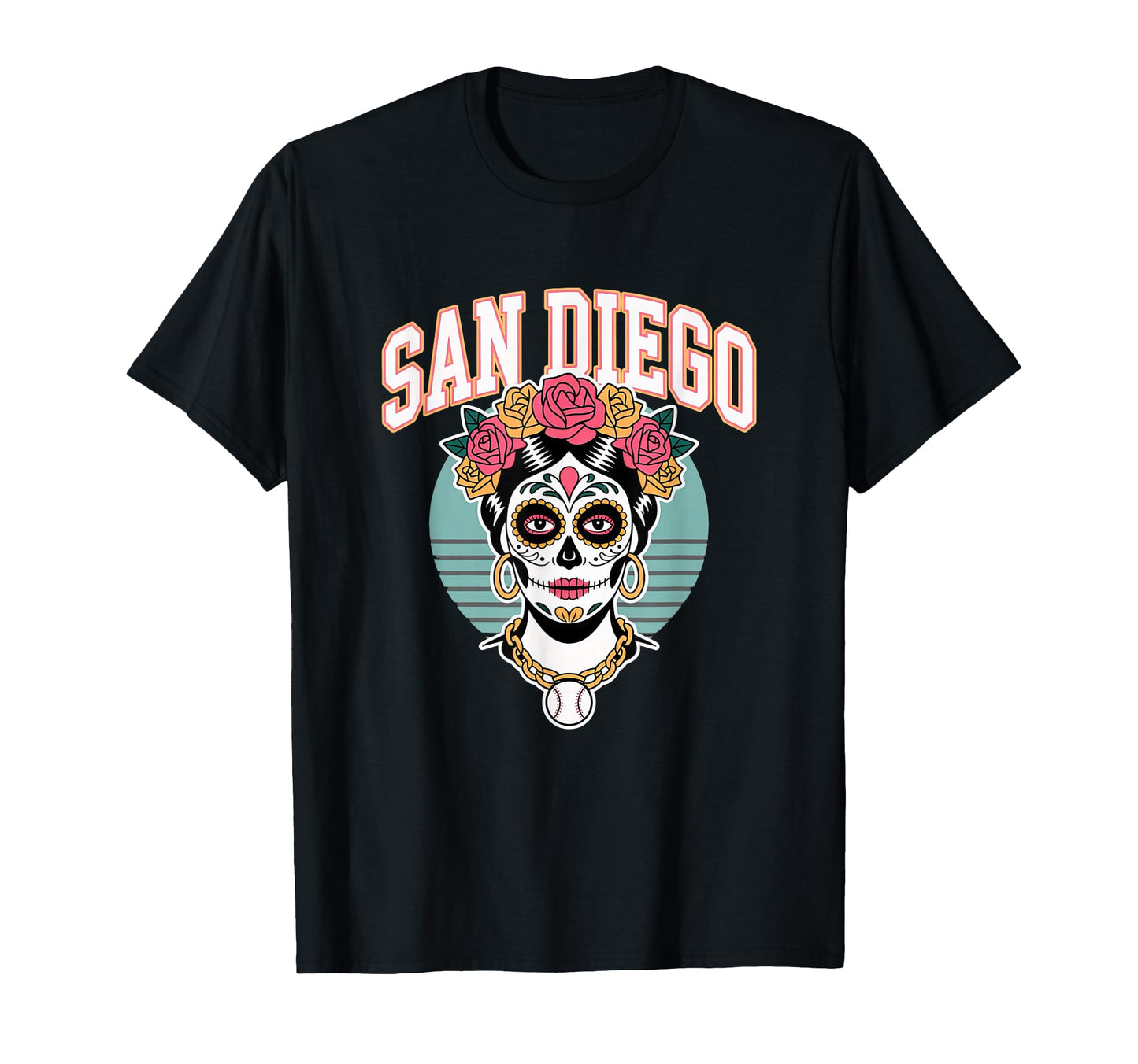 San Diego Sugar Skull Flower City T-Shirt - Unique Graphic for Adults - T-Shirt, Sweatshirt, Hoodie