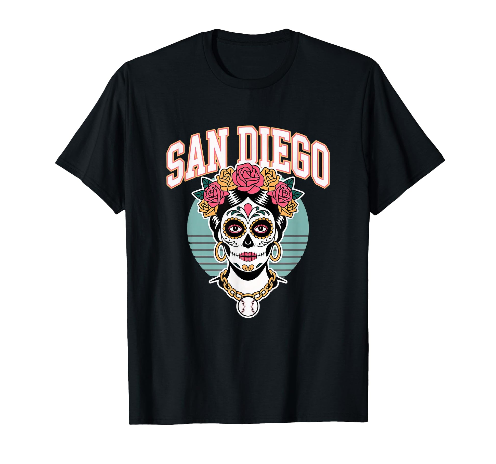 San Diego Sugar Skull Flower City T-Shirt - Unique Graphic for Adults - T-Shirt, Sweatshirt, Hoodie