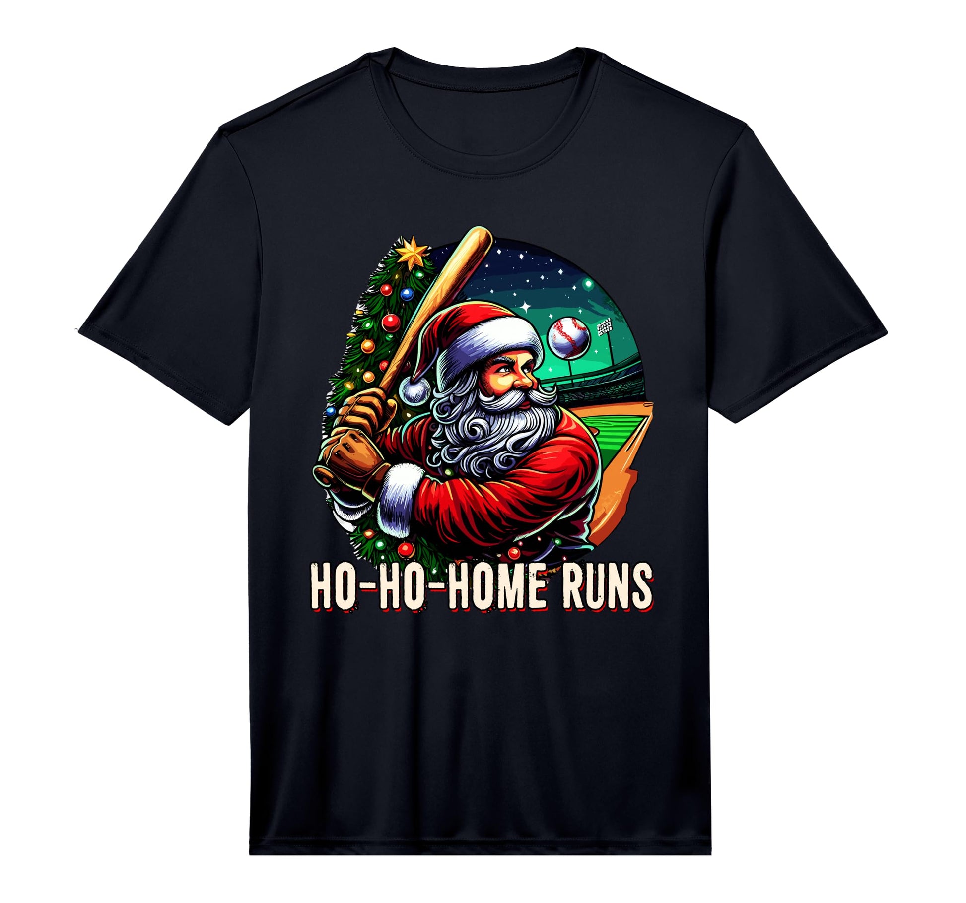Ho Ho Home Runs Funny Baseball Santa T-Shirt - Streetwear Style Unisex - T-Shirt, Sweatshirt, Hoodie