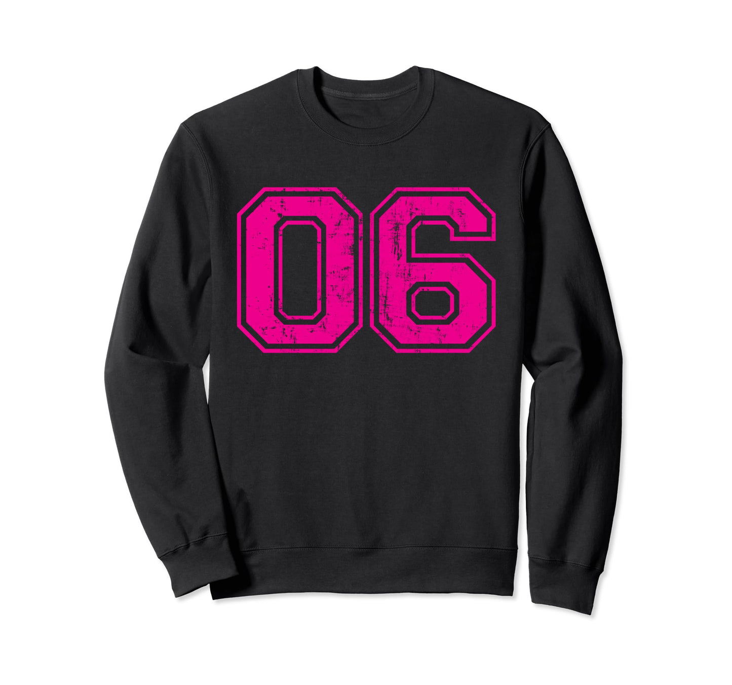 Number 06 Varsity Distressed Sport Team Sweatshirt - Graphic Print Unisex - T-Shirt, Sweatshirt, Hoodie