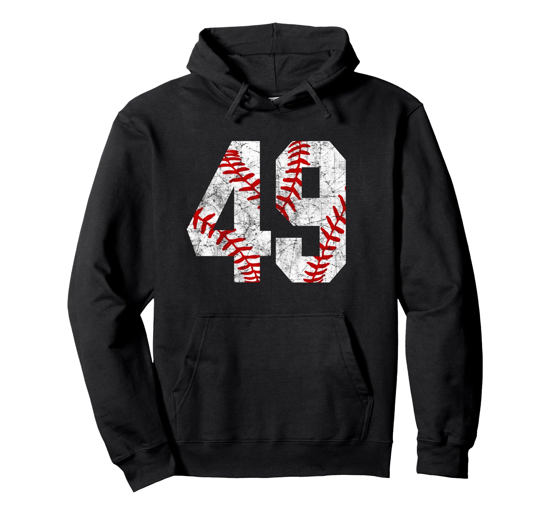 Distressed Baseball Number 49 Jersey Hoodie - Streetwear Style Unisex - T-Shirt, Sweatshirt, Hoodie