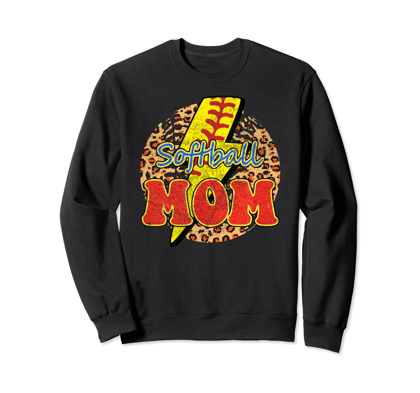 Softball Mom Leopard Game Day Vibes Sweatshirt - Trendy Graphic for Adults - T-Shirt, Sweatshirt, Hoodie