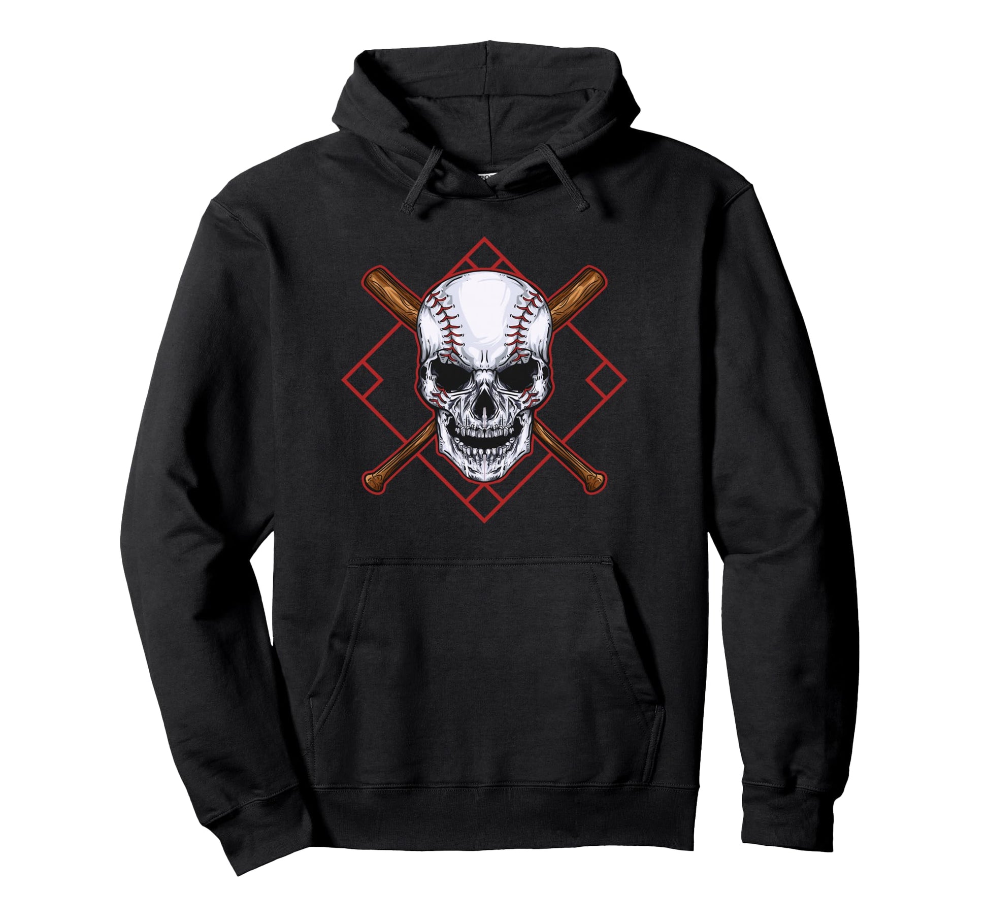 Skull And Baseball Fan Baseball Bats Hoodie - Graphic Print for Adults - T-Shirt, Sweatshirt, Hoodie