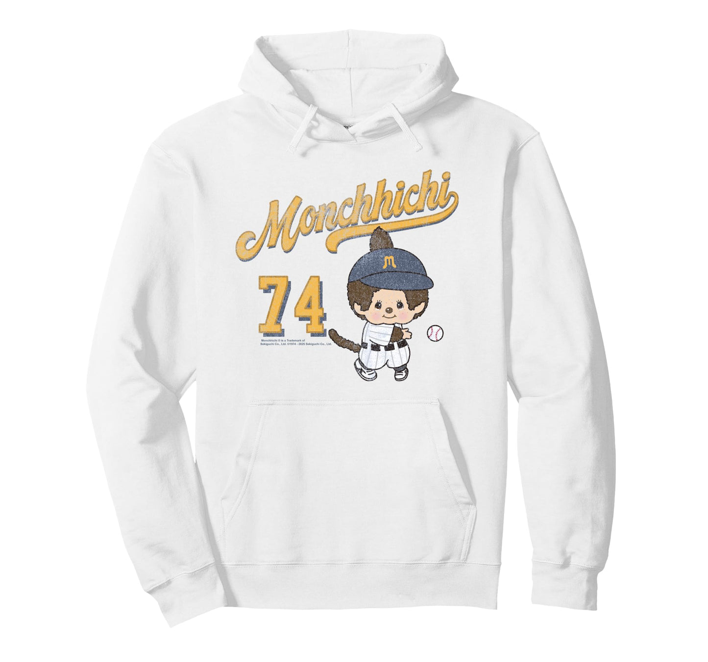 Monchhichi Little Baseball Player Hoodie - Fun Novelty Design for Adults - T-Shirt, Sweatshirt, Hoodie