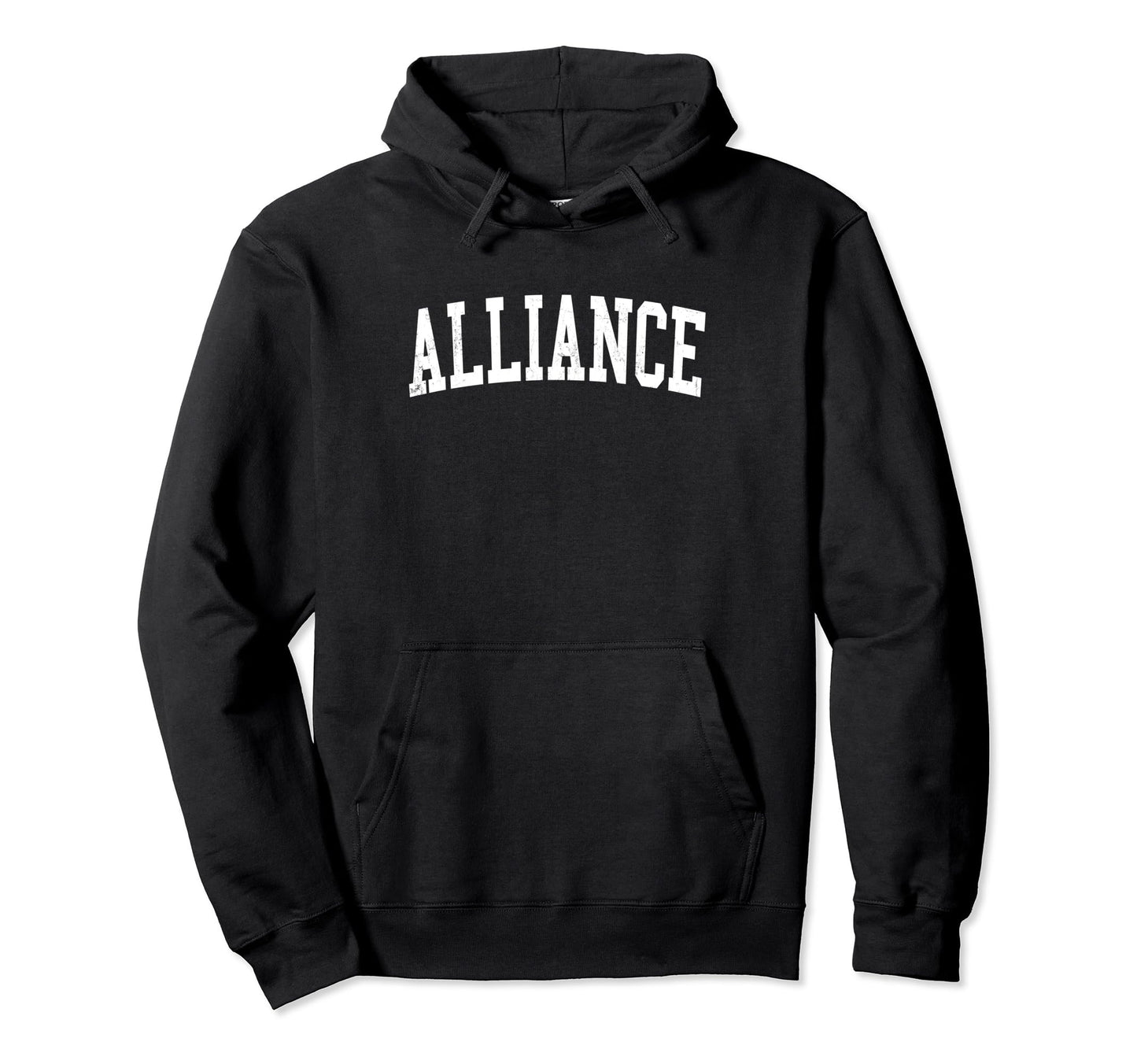 Alliance Oh Distressed White Varsity Hoodie - Graphic Print Unisex - T-Shirt, Sweatshirt, Hoodie